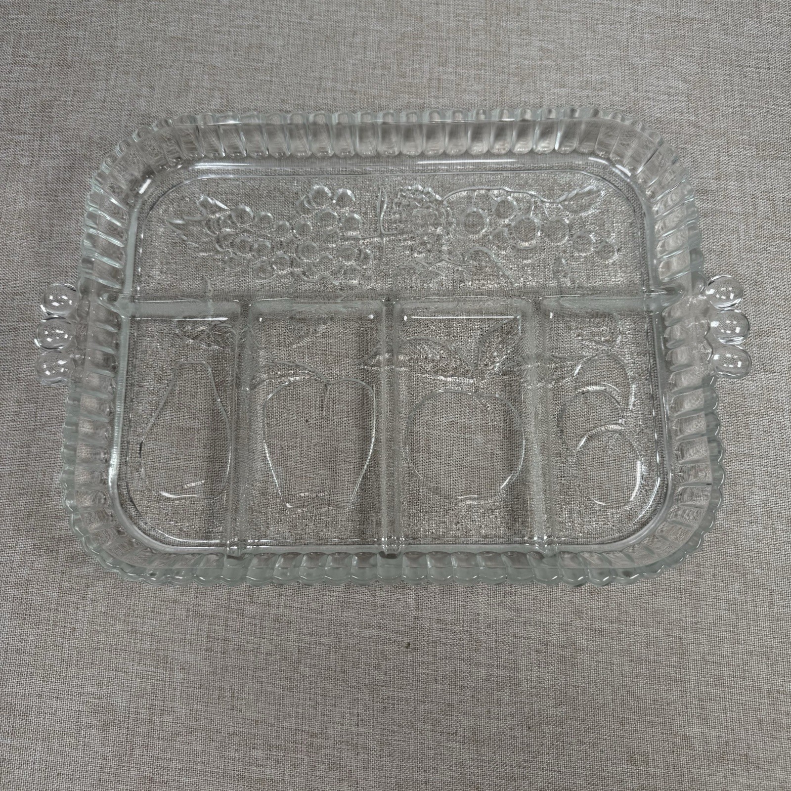 Vintage Indiana Glass Divided 5 Part Serving Relish Tray Platter Dish Fruit