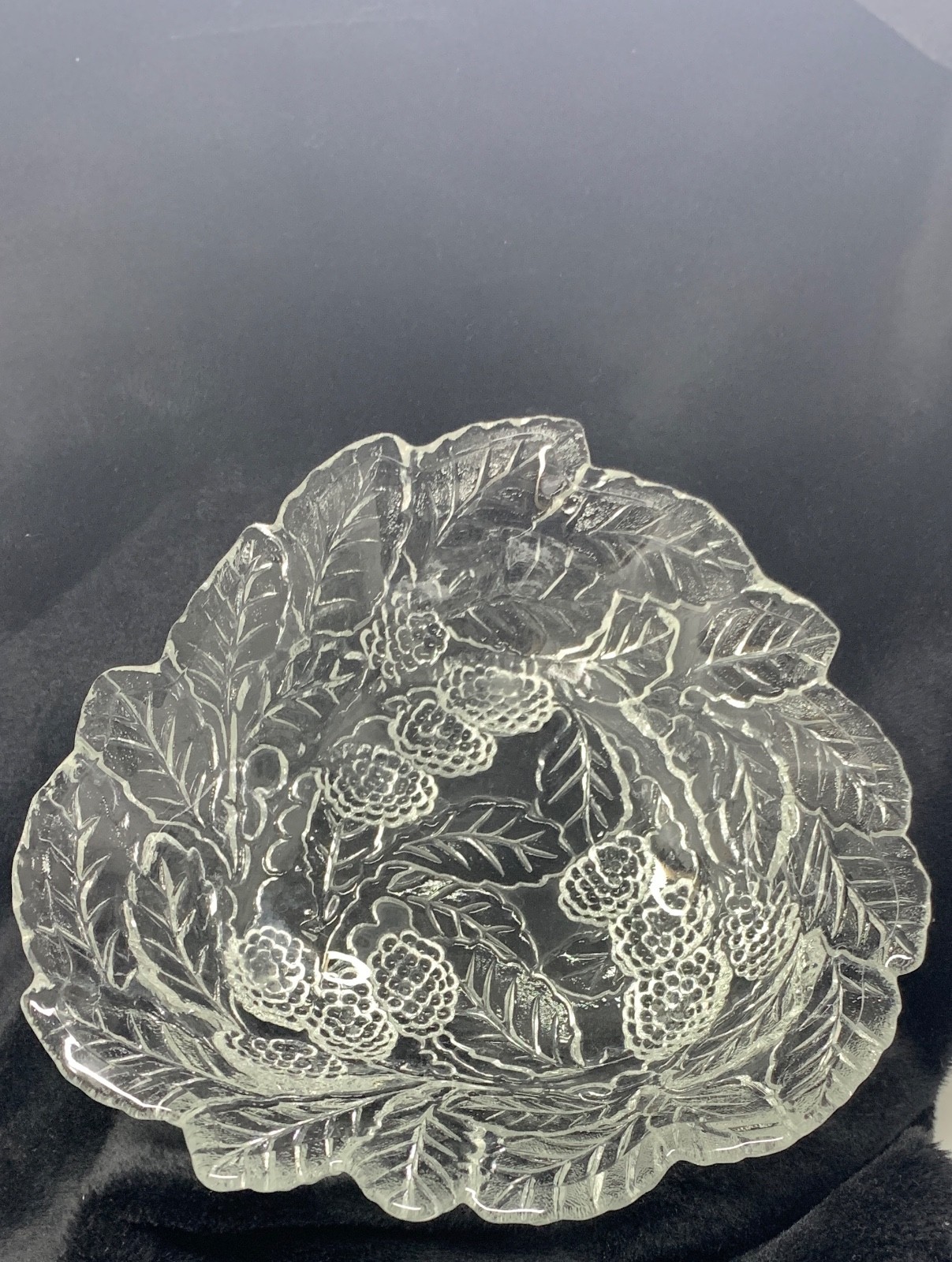 Vintage Indiana Glass Loganberry Clear Triangular Bowl Candy Dish 7″