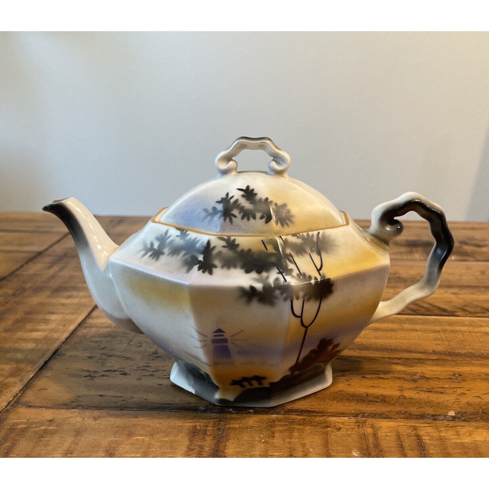 VTG TEAPOT 2 cups. Souvenir ART DECO“A present from Barmouth” ME Baveria