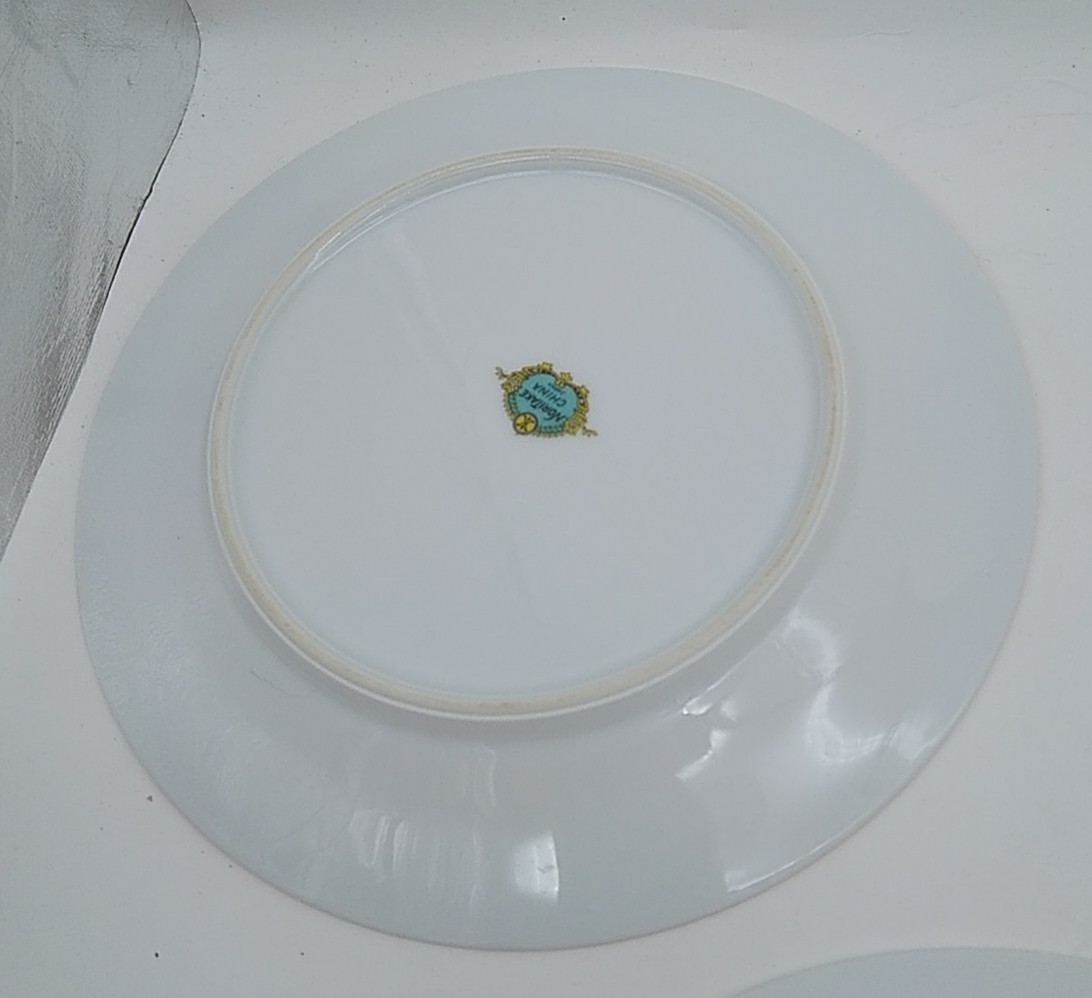 6 Noritake Pink Floral Salad or Dessert Plates White Pink Green Leaves Vintage