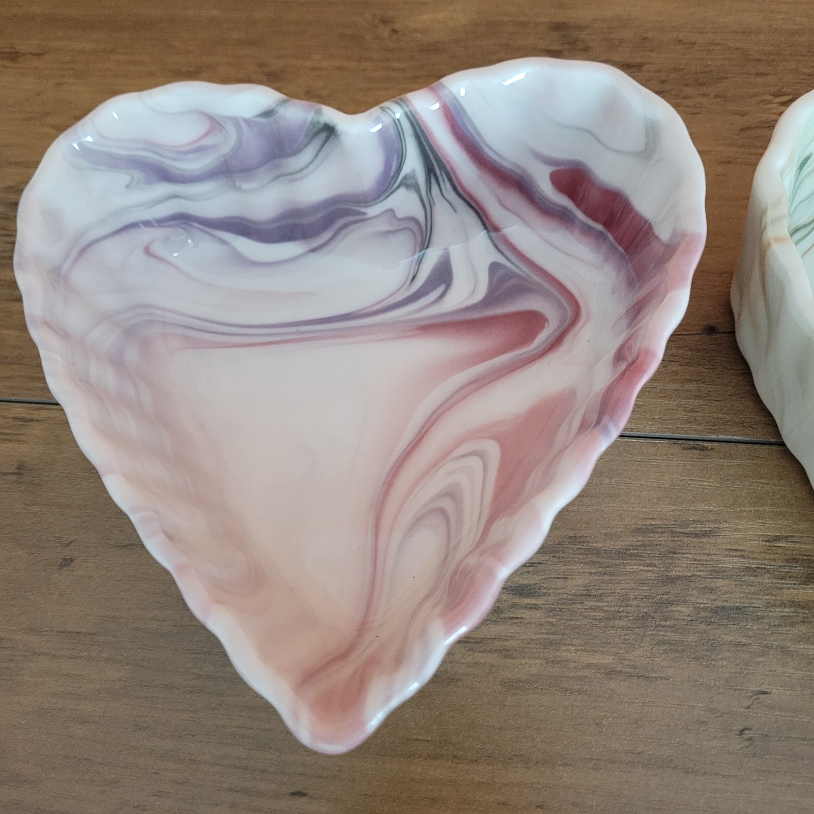 Pottery Studio Heart Shaped Deep Dish Swirl Pattern Bowls Set Of 2 NEW