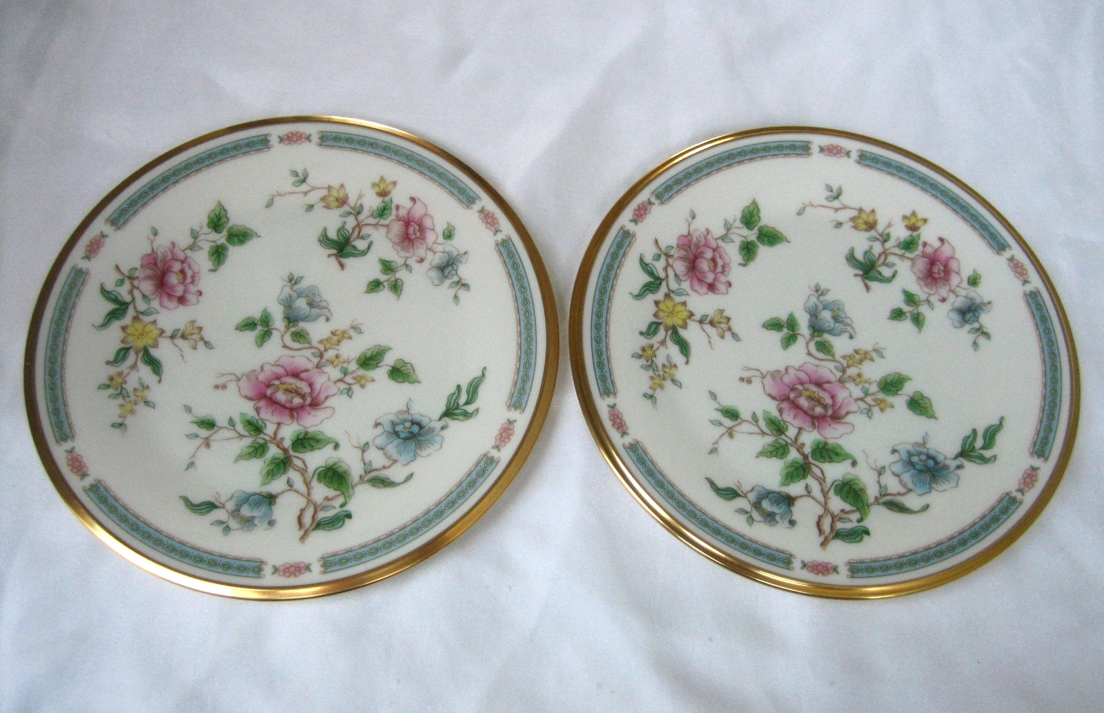 Lenox Morning Blossom 8-1/8 inch Salad Plates Made in USA Set of (2)