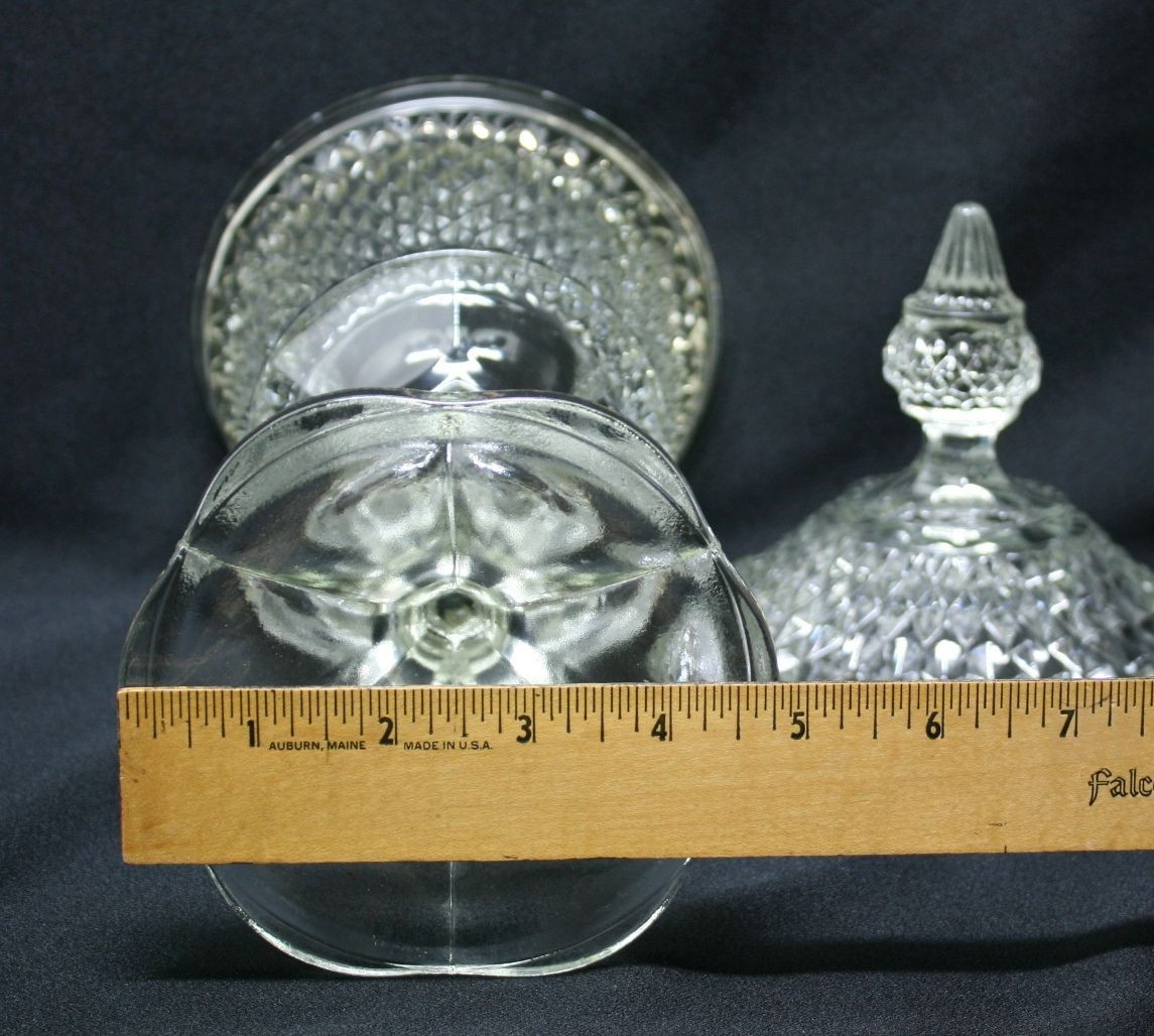 Vintage Indiana Glass Diamond Point Clear Apothecary Jar In Superb Condition