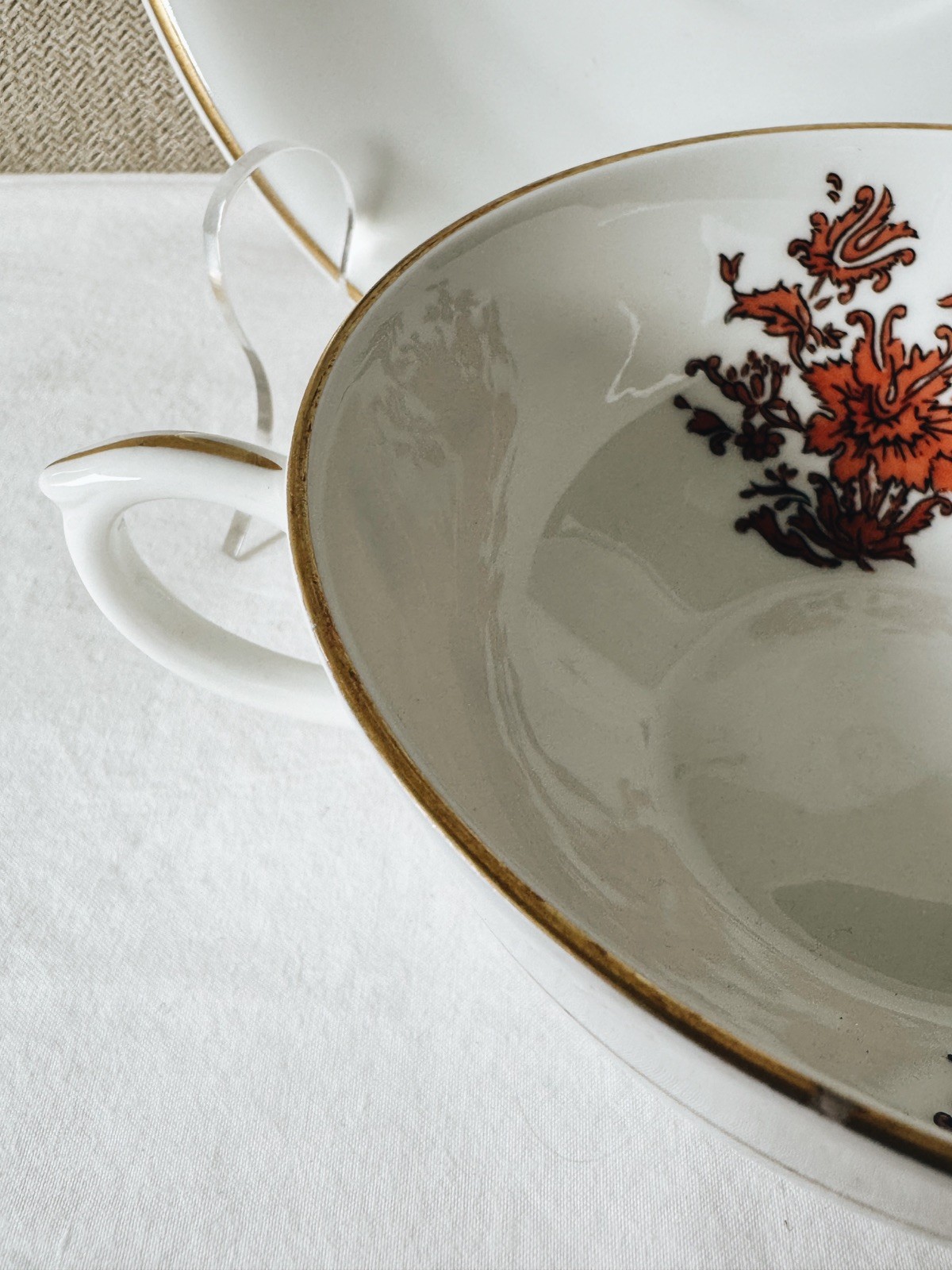 Vintage Vista Alegre “Teresa” Rust Footed Cup & Saucer Portugal, Set of THREE