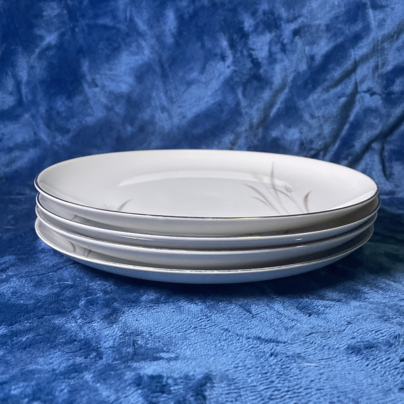Fine China Japan Platinum Wheat Set Of 4 Dinner Plates 10 1/4″