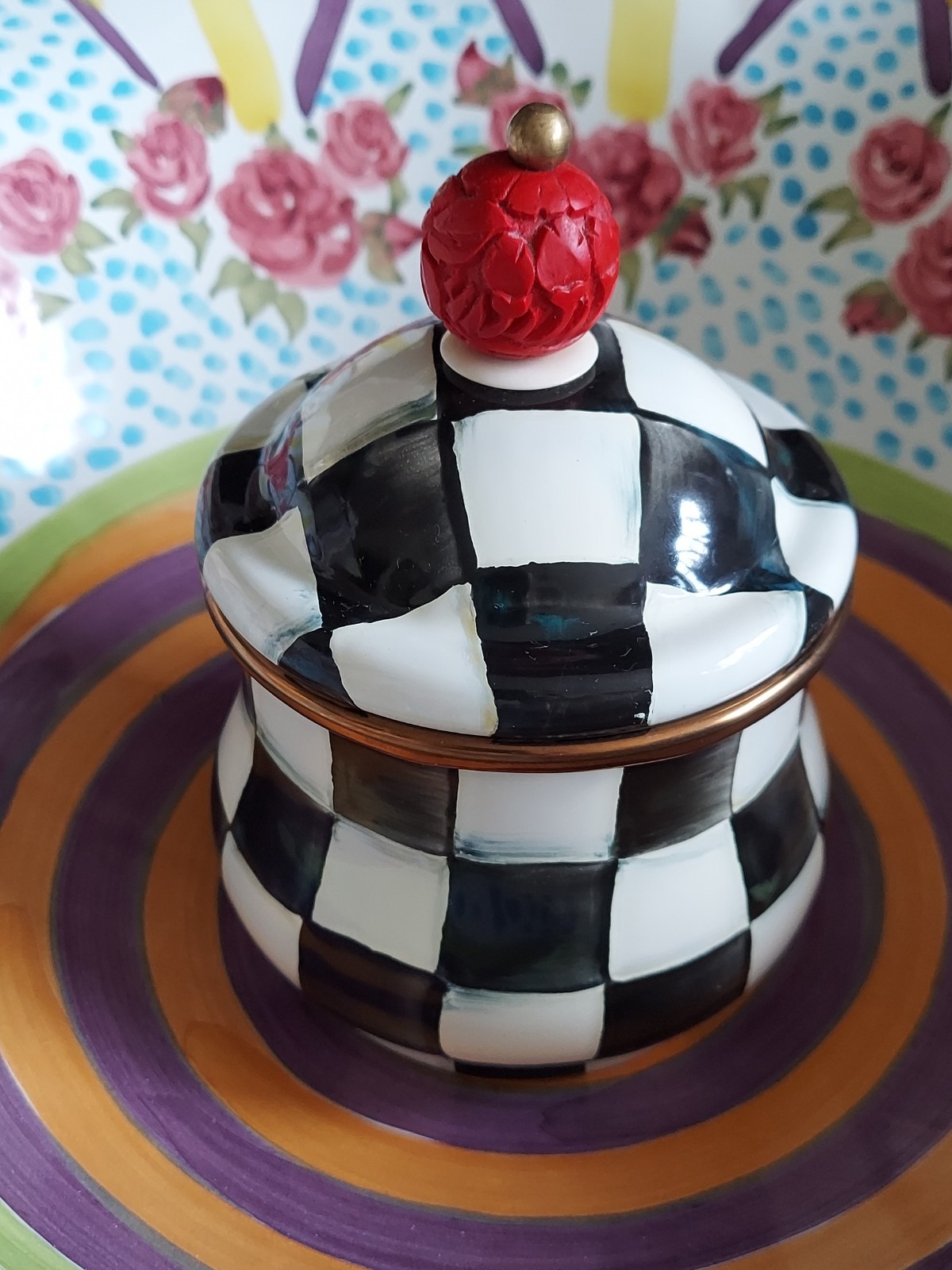 MacKenzie-Childs Courtly Check Sugar Bowl & Lid