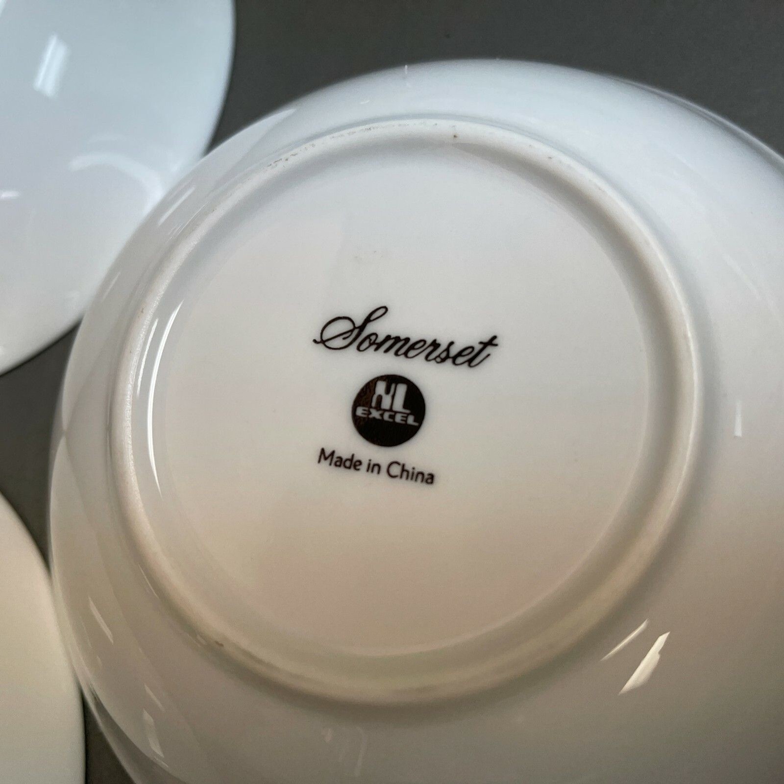 Somerset NL Excel Soup Cereal Bowl Floral White Blue Platinum Trim Lot of 3