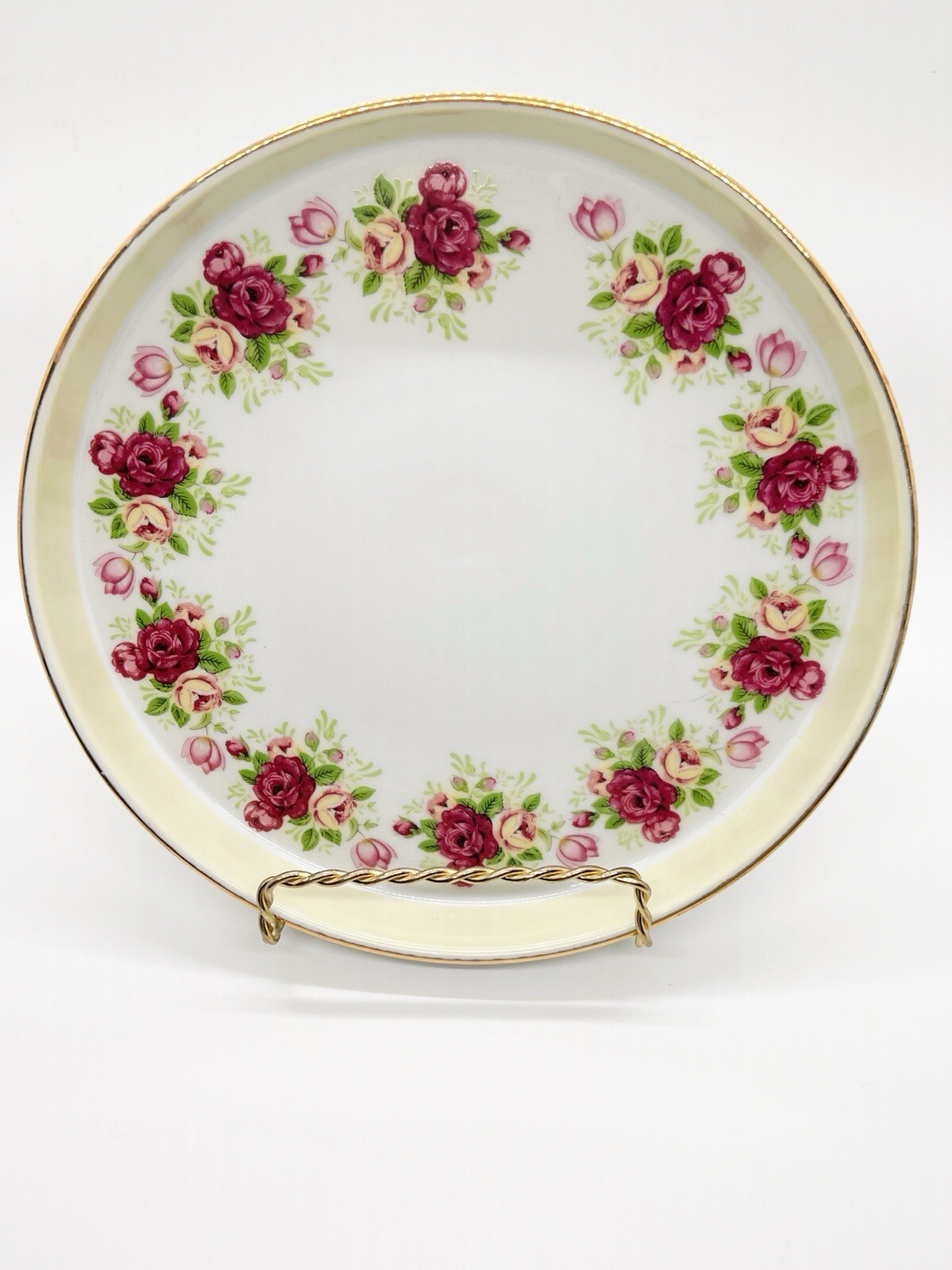 Bombay Decorative Plate Dish Pink Rose Border Bridgerton Style