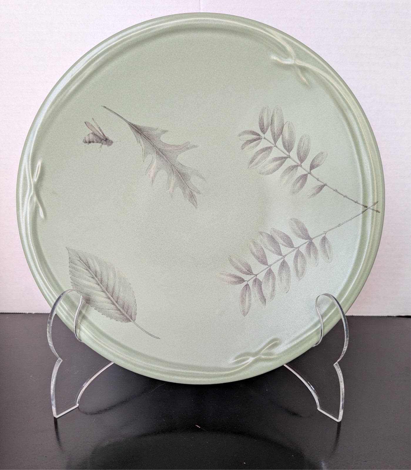 Set of 8 Pfaltzgraff Naturewood Portfolio Green 9 3/4″ Buffet/Dinner Plates EUC