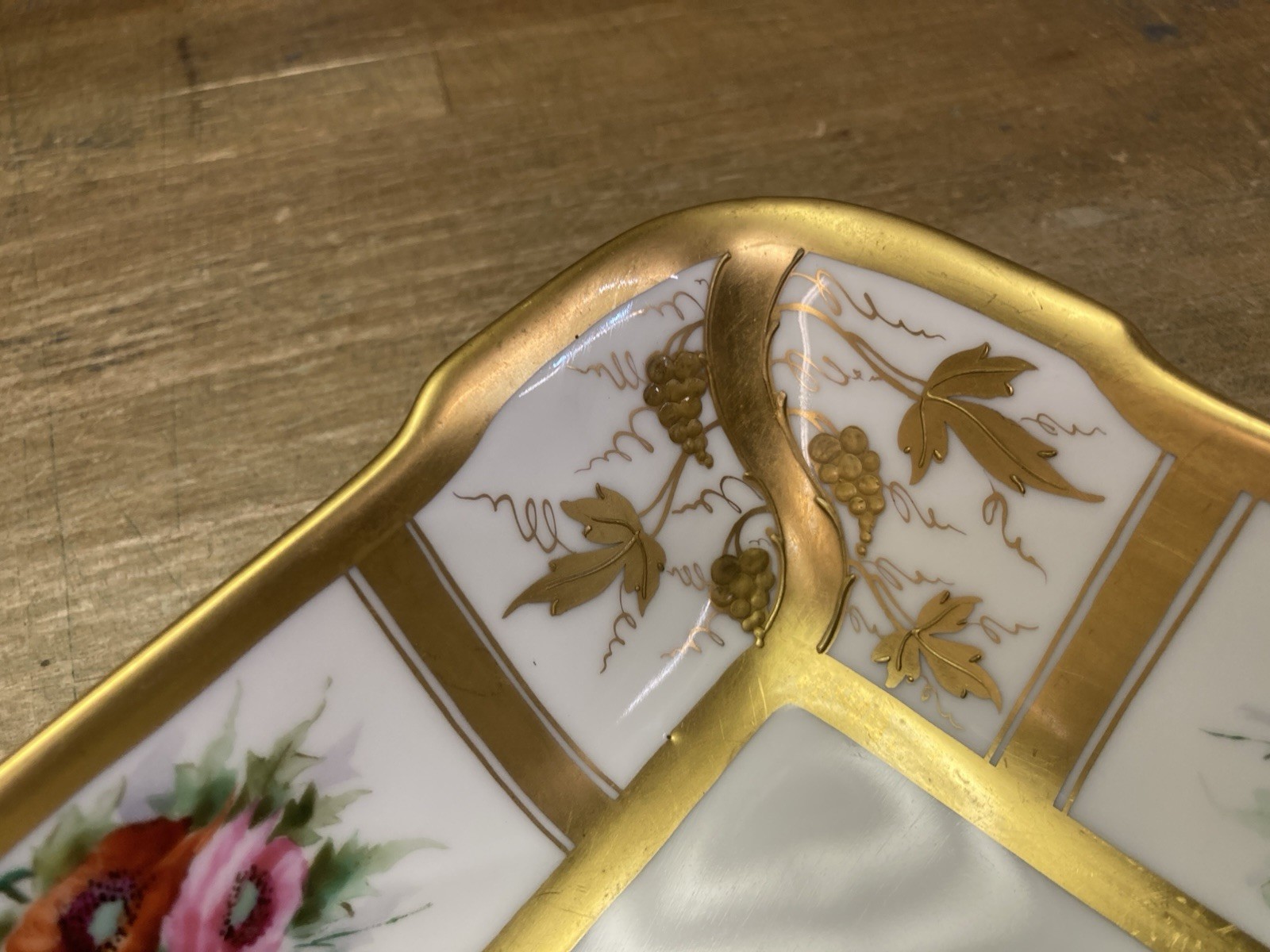 Beautiful Antique Pickard China Hand Painted Artist Signed Square Bowl / Floral