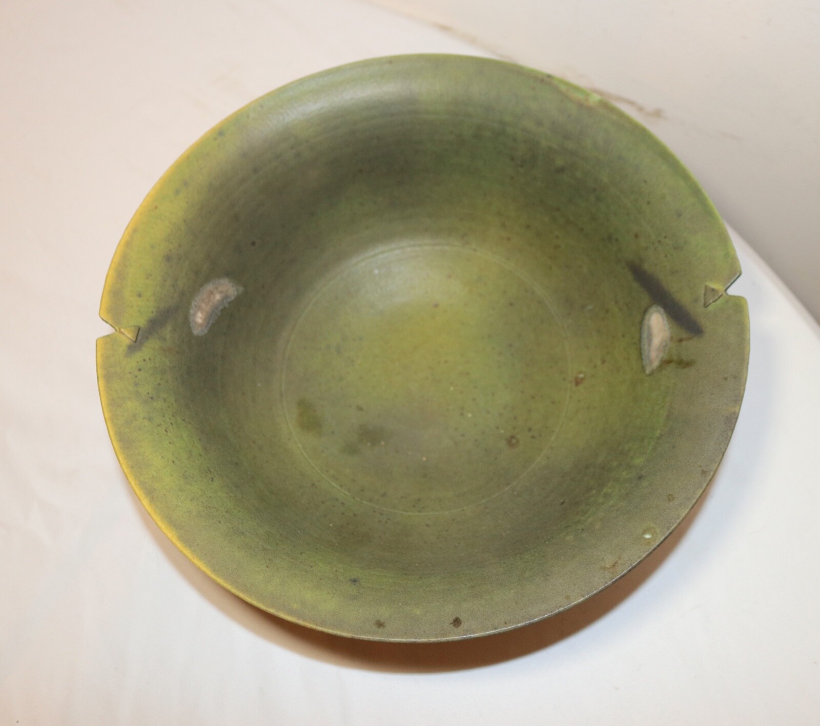 Contemporary Canadian Art Studio Pottery green Centerpiece Bowl By Kayo O’Young