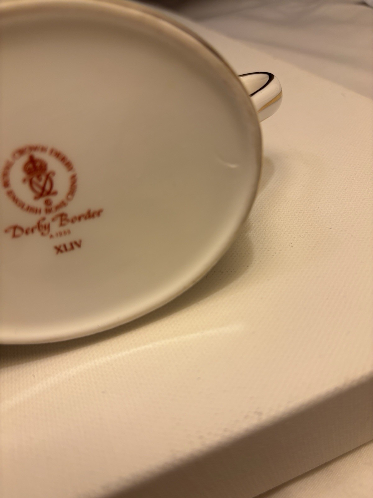 Royal Crown Derby Bordered Covered Sugar Bowl And Creamer