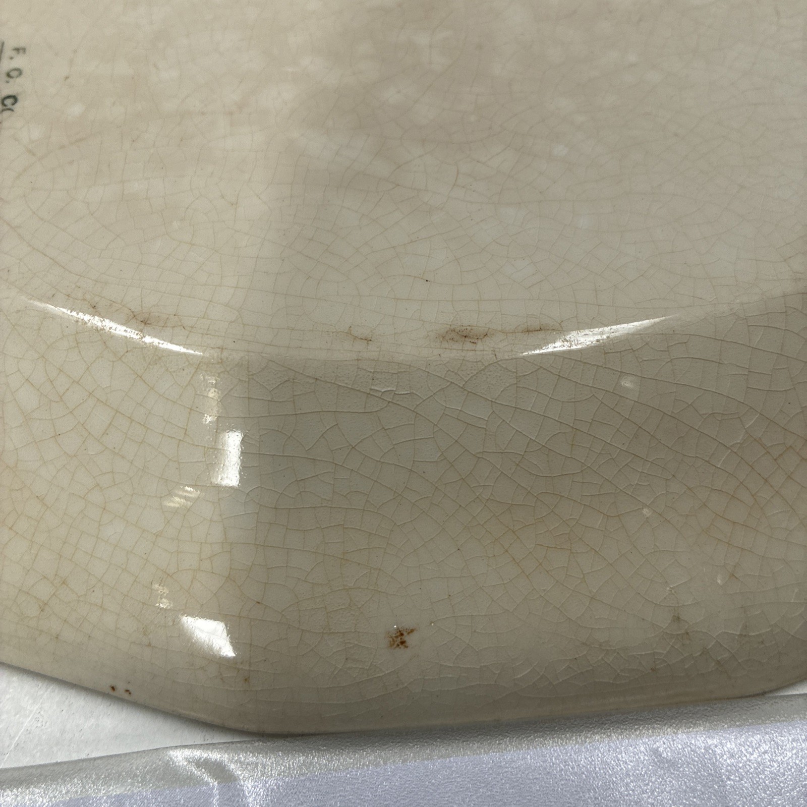 F.C. Co. Martha Washington Platter 12” Sebring Ohio Crazed Patina Blue White