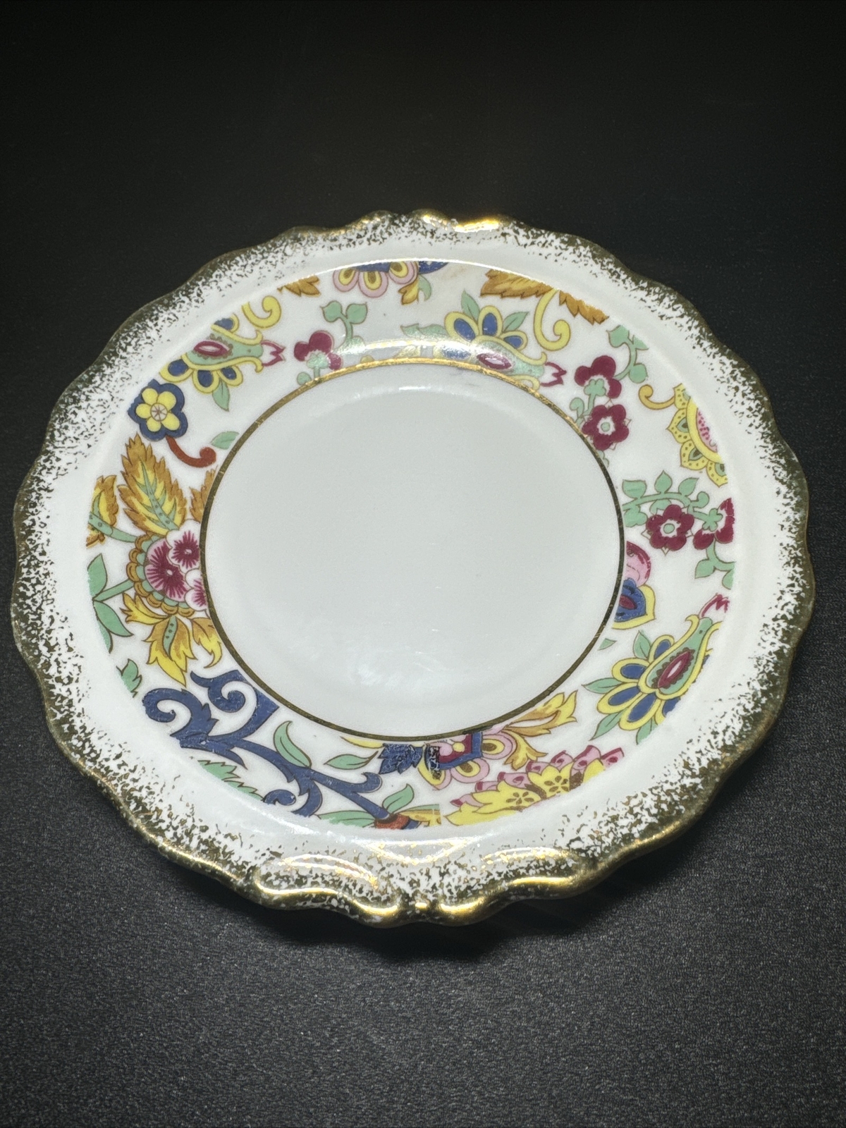 Lefton Vintage China Creamer/Pitcher With Saucer Foil Sticker Flowers Paisley