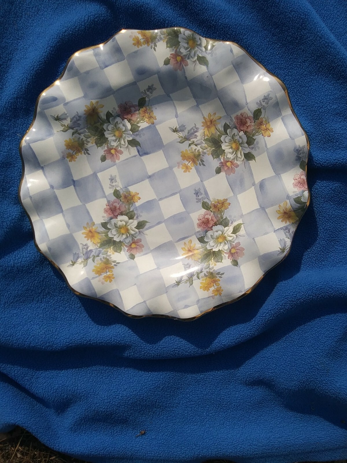 Mackenzie Childs morning glory 11″ DINNER PLATE FLUTED gold MACKENZIE McKenzie