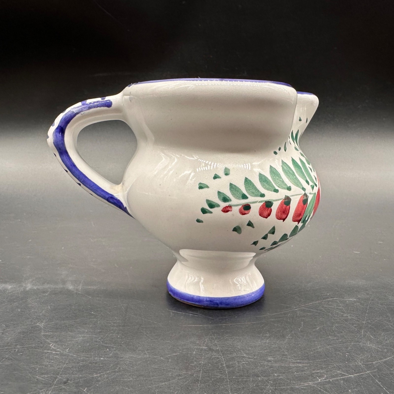 Vintage Floral Creamer Mini Pitcher Vase Italian Hand Painted Flowers Italy