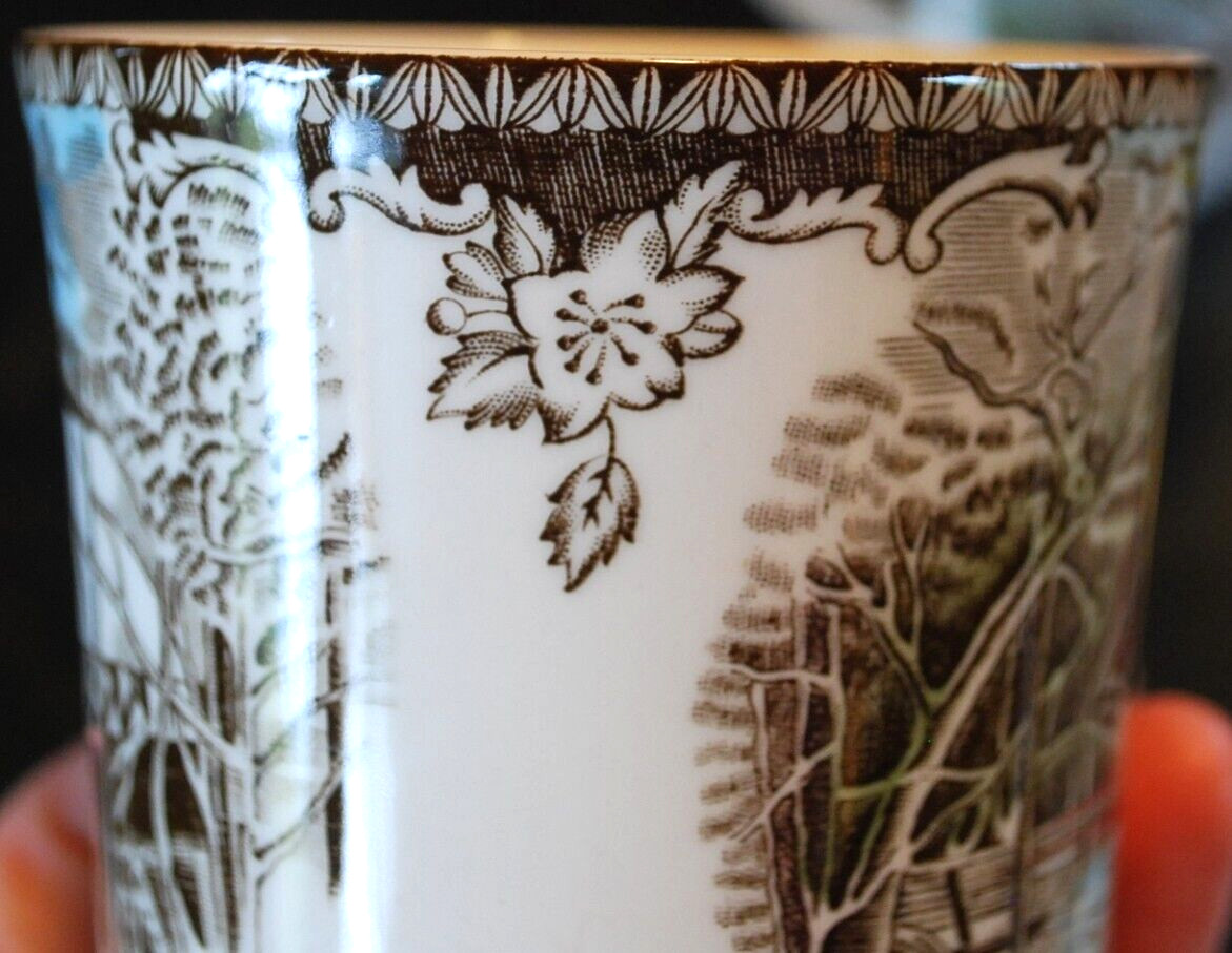 Set 2 Vintage MUGS Johnson Bros FRIENDLY VILLAGE ‘COVERED BRIDGE’ Transferware