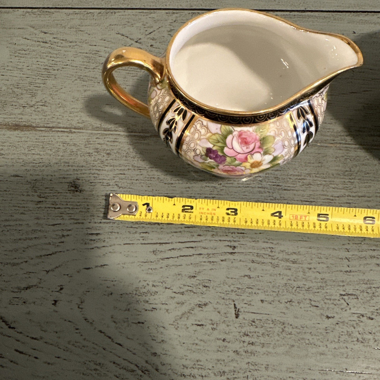 Antique Japan NIPPON Hand Painted Gold Creamer and Sugar Bowl W/ Lid