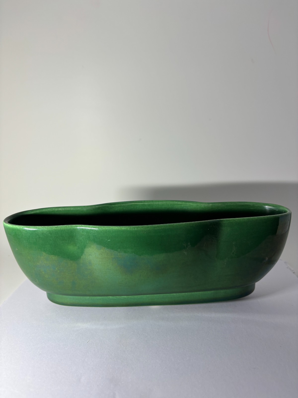 Vintage Gordon’s Ceramics California Green Drip Glaze Console Bowl Planter