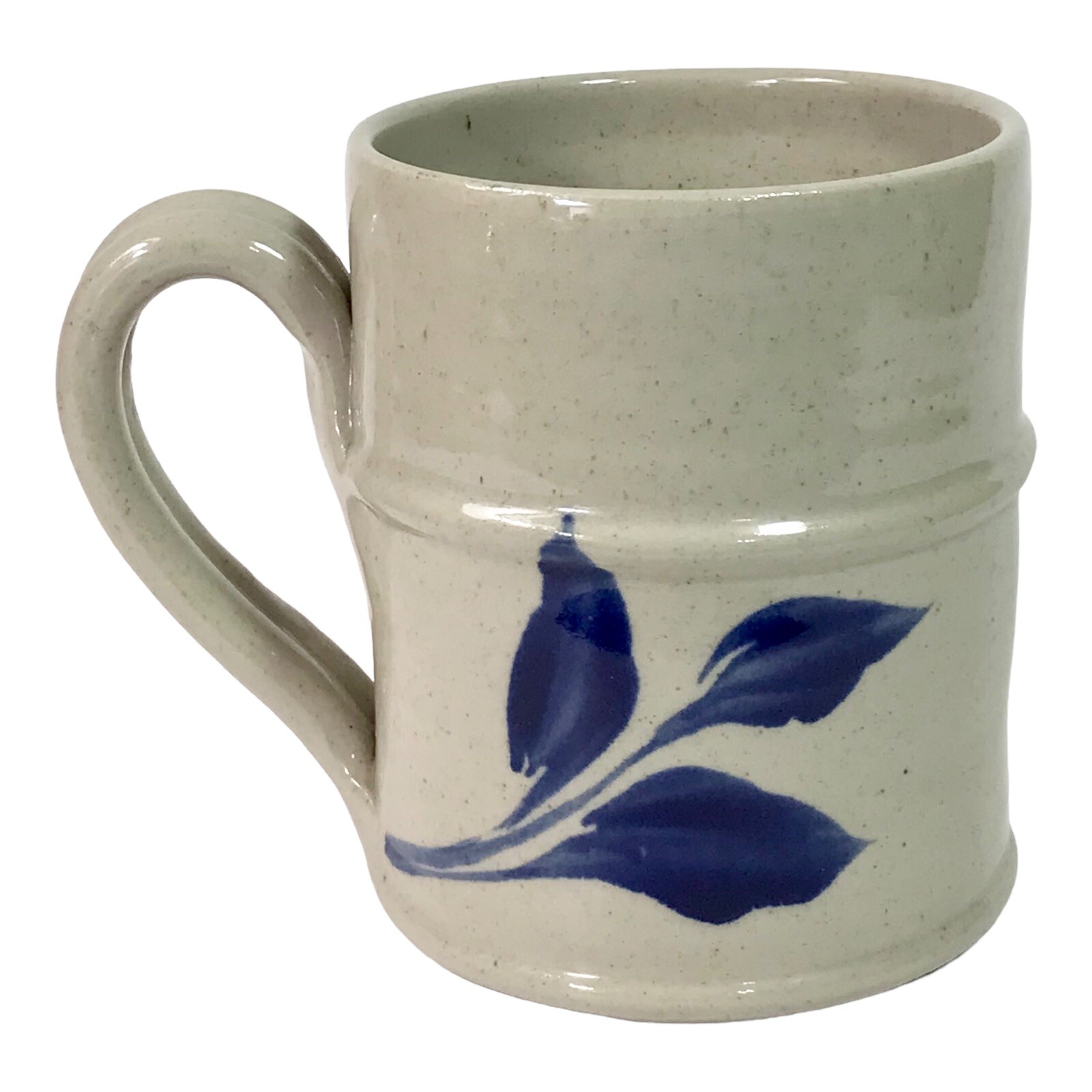 WPF Williamsburg Pottery Factory Mug Cobalt Blue Floral Design 2005 4.25″ S41