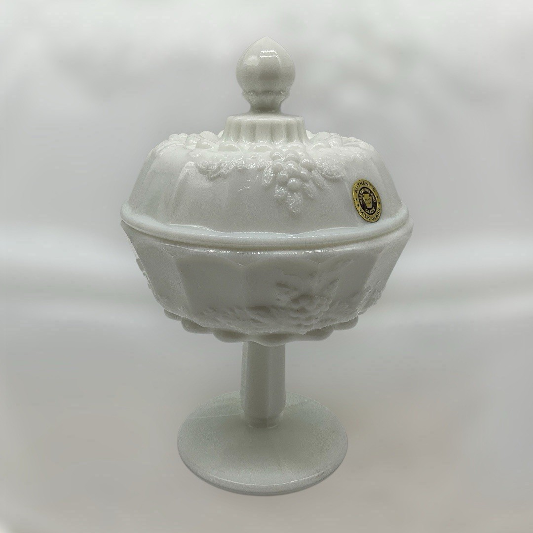 Westmoreland Milk Glass Covered Vintagee Candy Dish Marked Made in USA Collectib