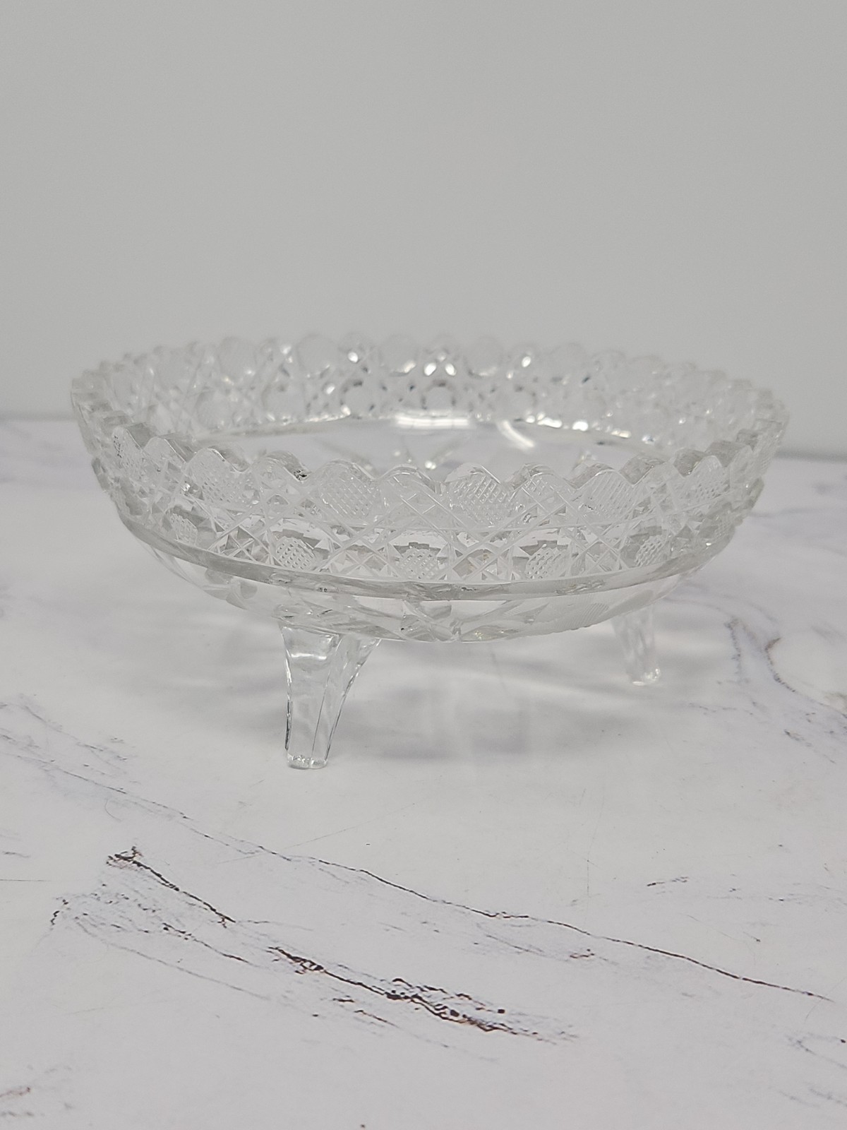 ABP Footed Bowl American Brilliant Meriden Shirley Pedestal Sawtooth 6″ Vintage