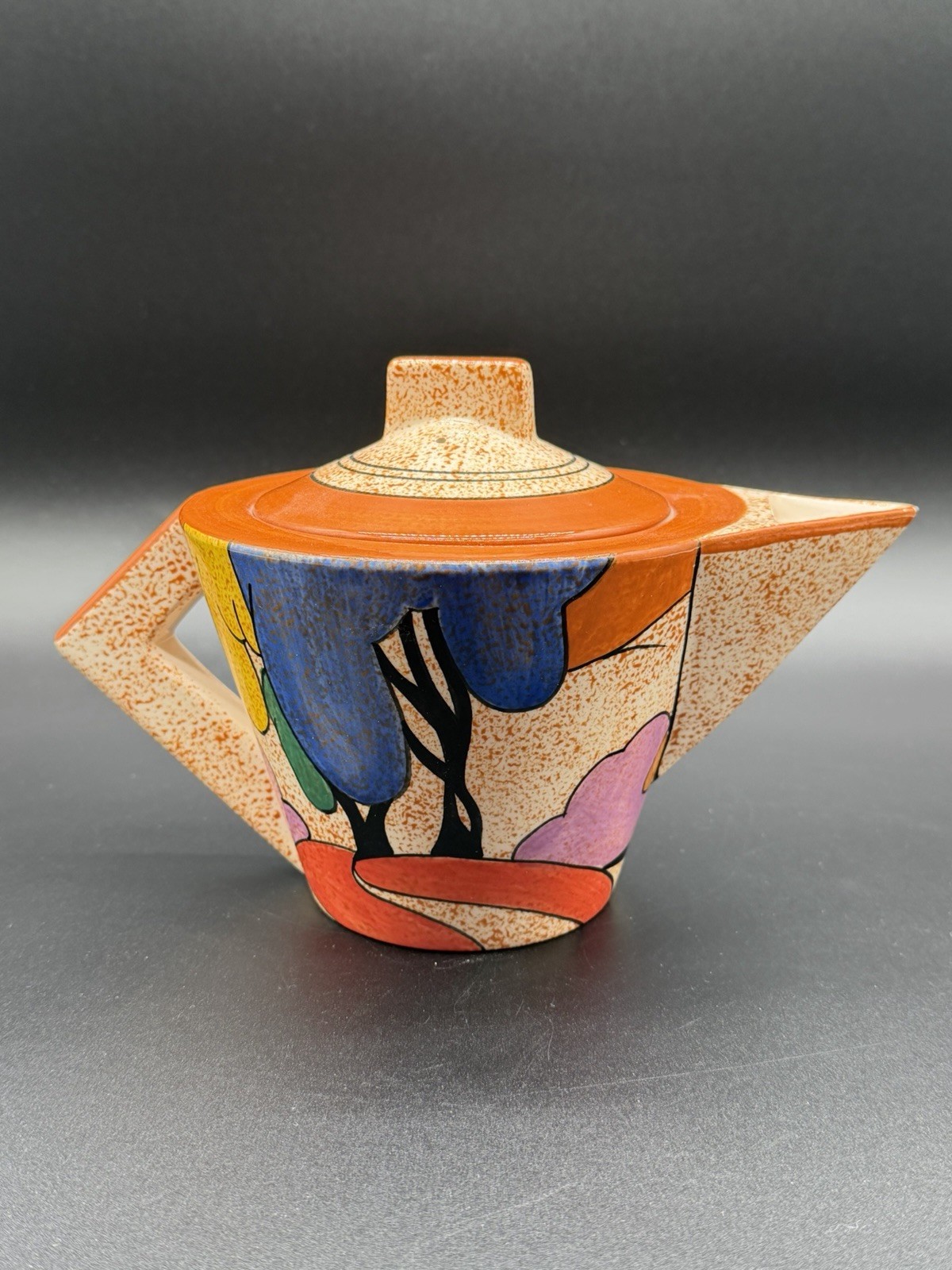 Vintage ’93 Art Deco Clarice Cliff MMA ‘Bizarre Autumn’ Tea Pot Reproduction