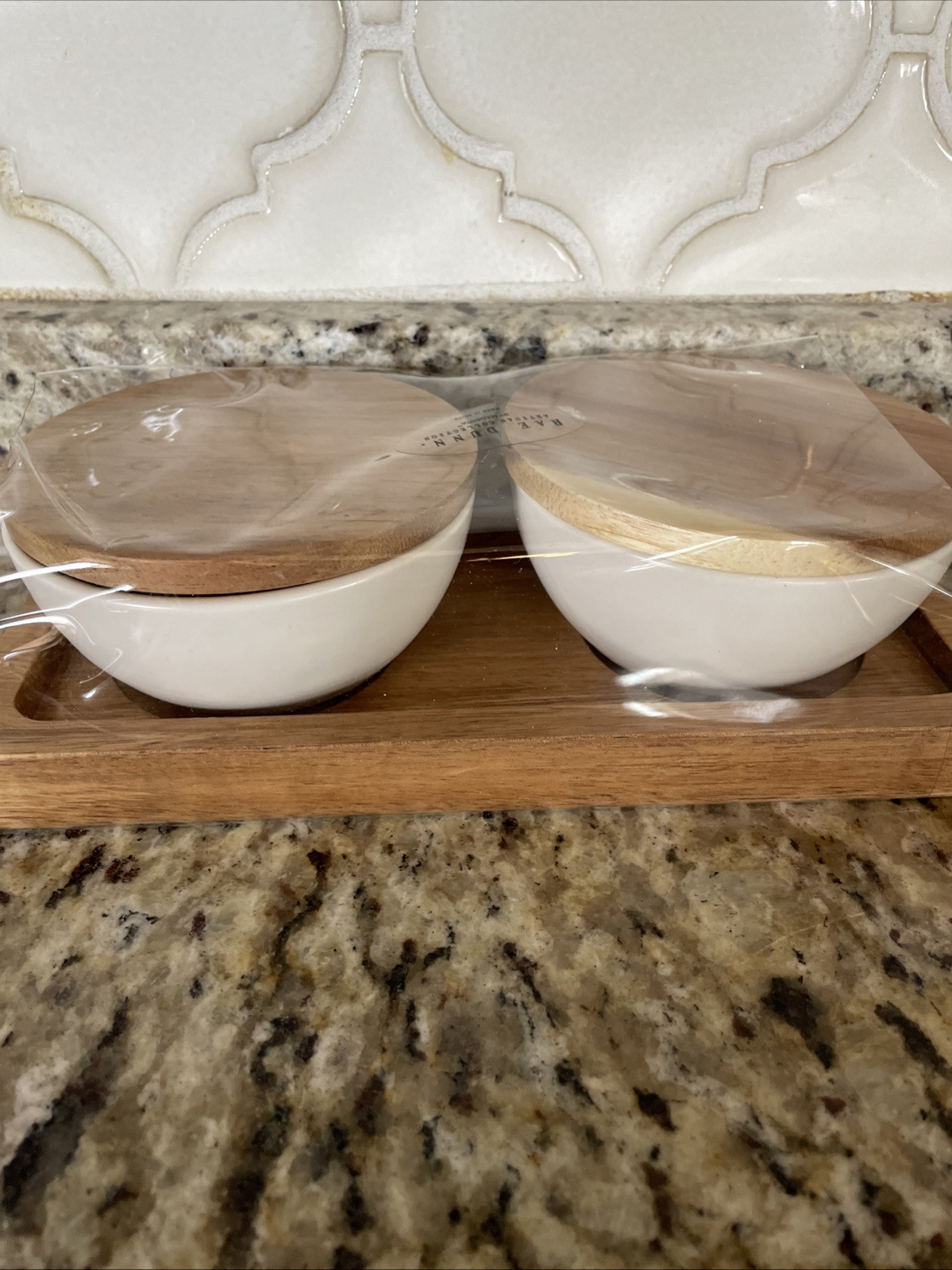 Rae Dunn PINCH DASH Seasoning Prep Mixing Bowls W/ Wood Lids & Tray NEW