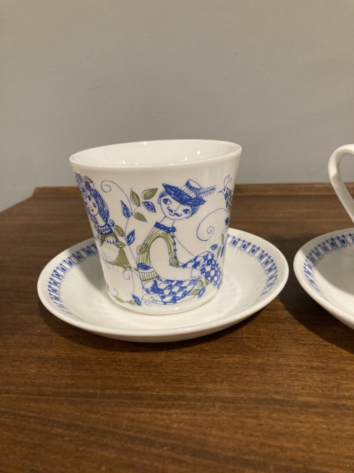 Vtg Figgjo Flint Lotte Pattern Tea Cup and Saucer Norway by Turi Set Of 2