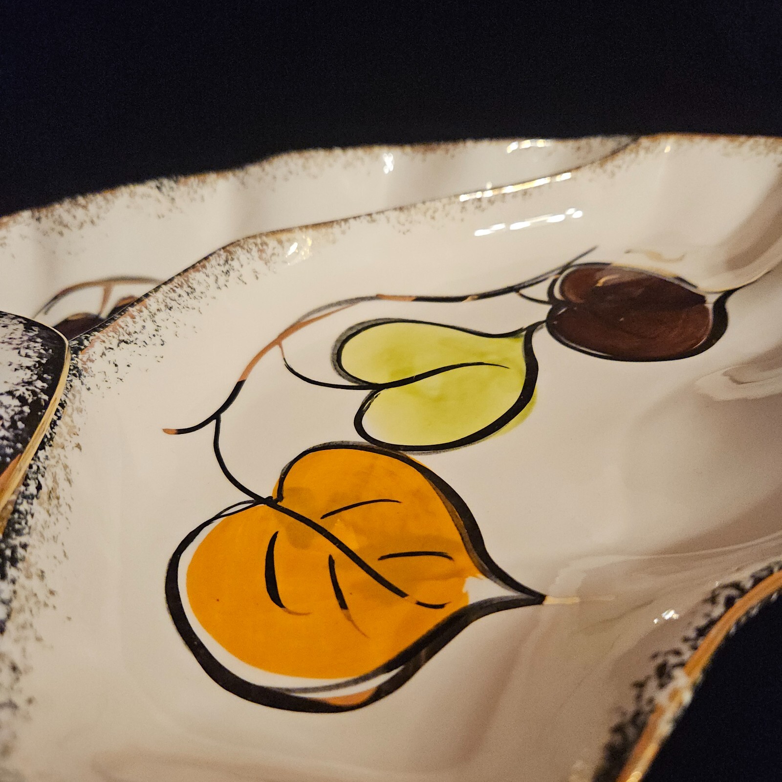 MCM California Pottery Divided Chip Covered Dip Serving Dish WD1570 16″