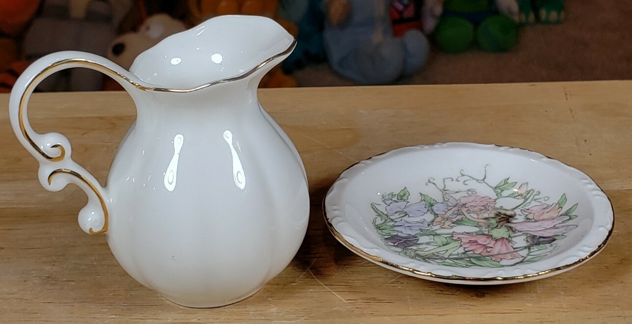 Fairy Pitcher Creamer & Saucer Set. Very NICE Fairy print