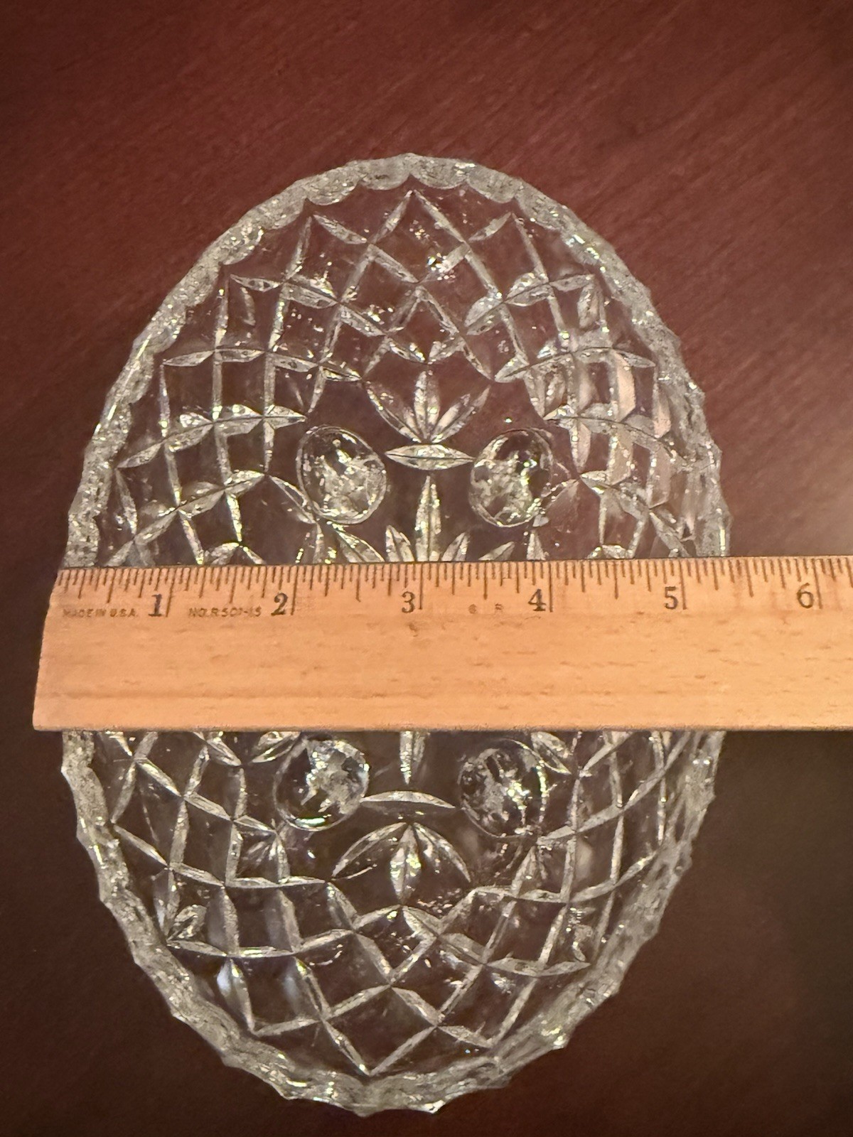 Vintage American Brilliant Period Oval Cut Glass 4 Footed Bowl