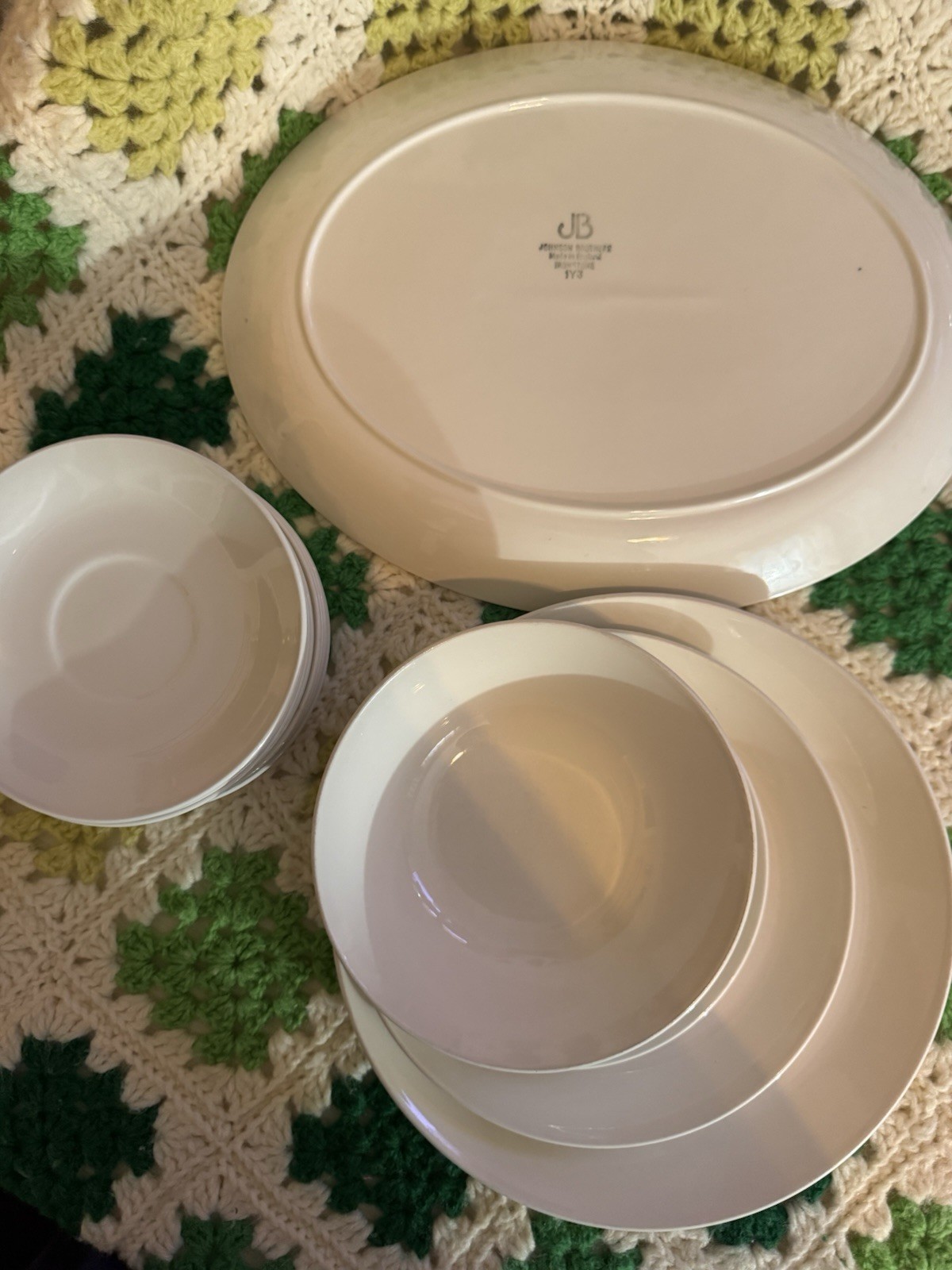 Johnson Brothers White Solid Ironstone Dinner Set Platter Plates Bowls England