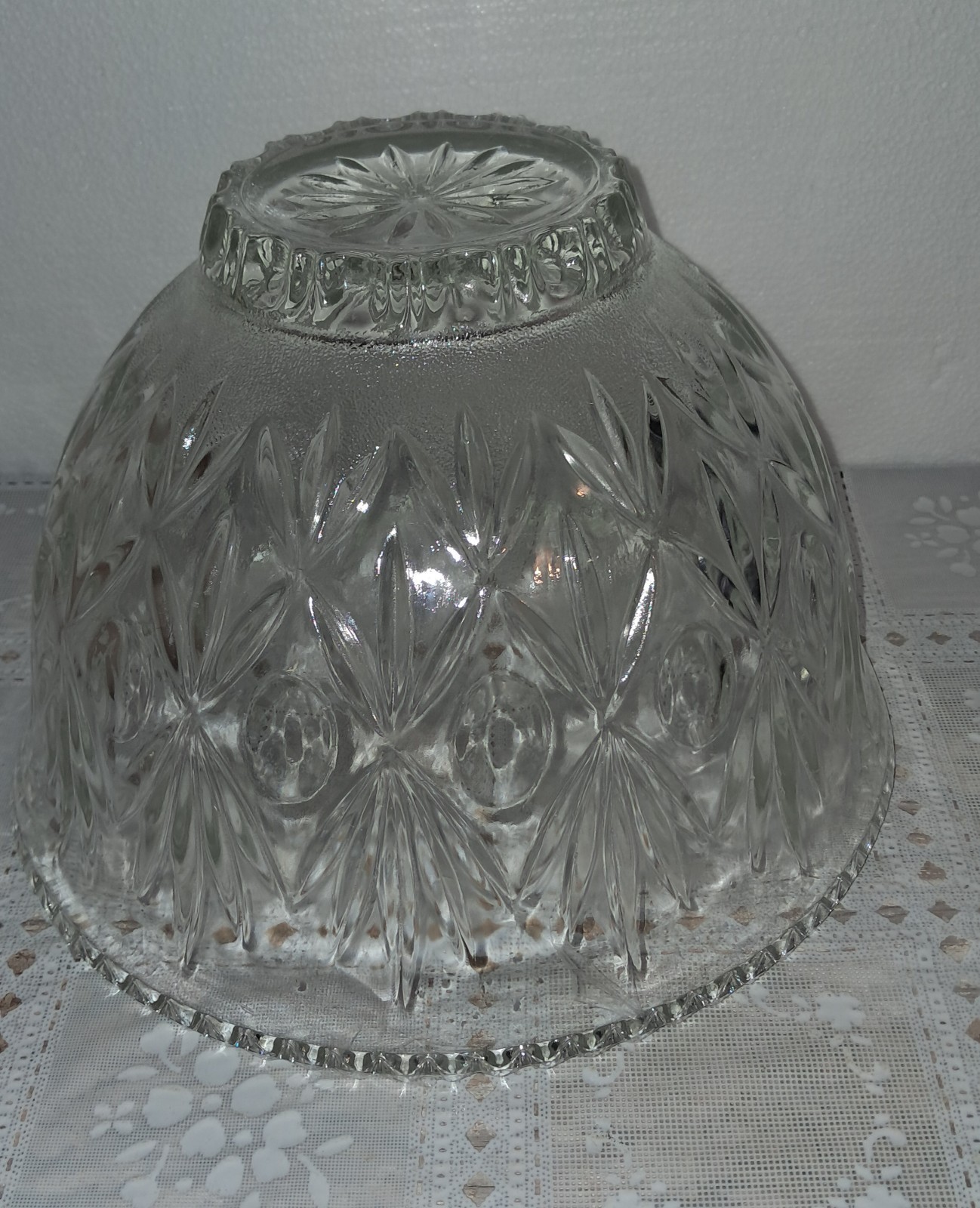 Crystal Punch Bowl Set With 6 Cups & Laddle