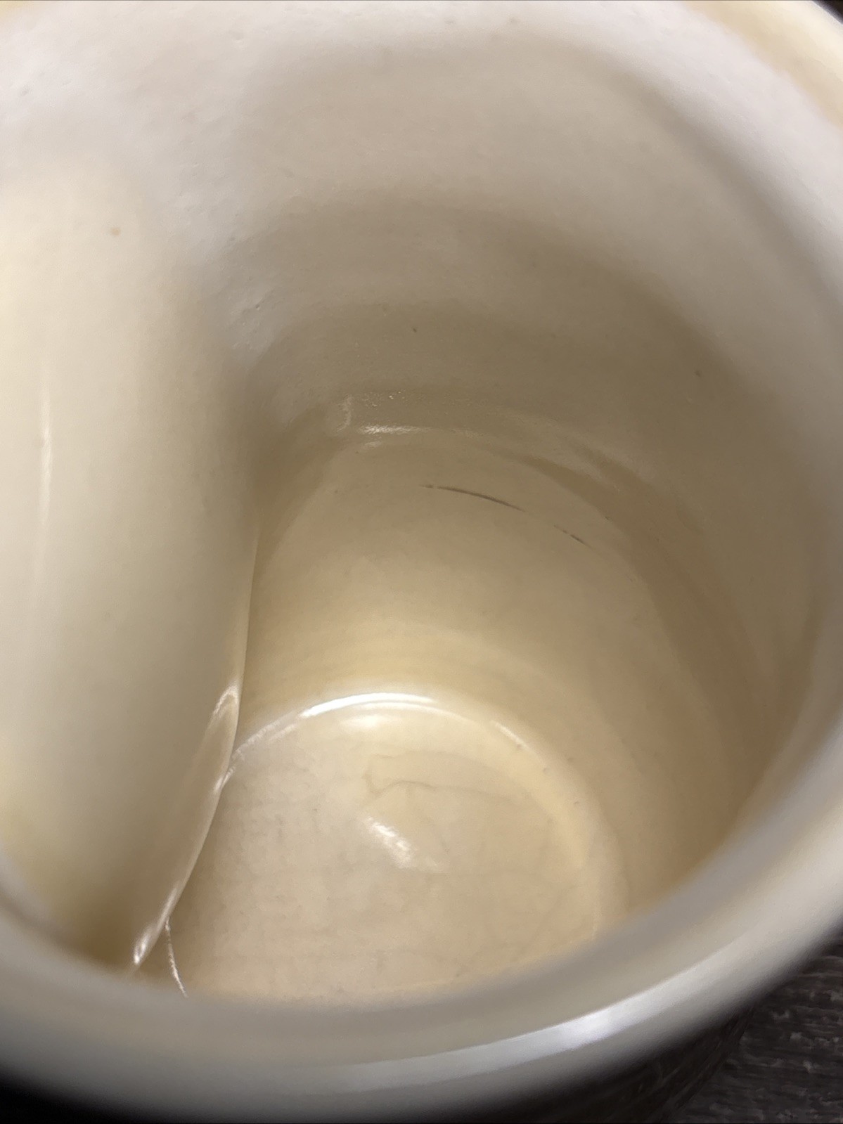 Neher Art Pottery Hand Warmer Mug Signed Tan Blue Gray Drip Glaze 2019 E11