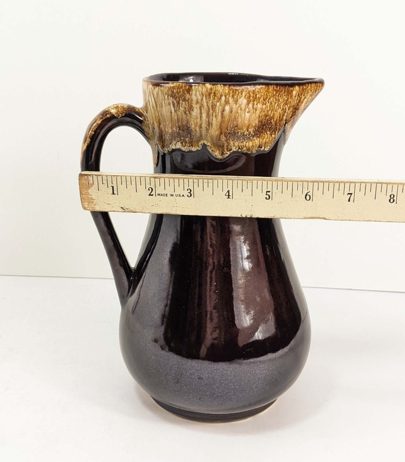 Roseville Brown Drip Glaze PITCHER Vase Jug 9″ RRP Robinson Ransbottom Pottery