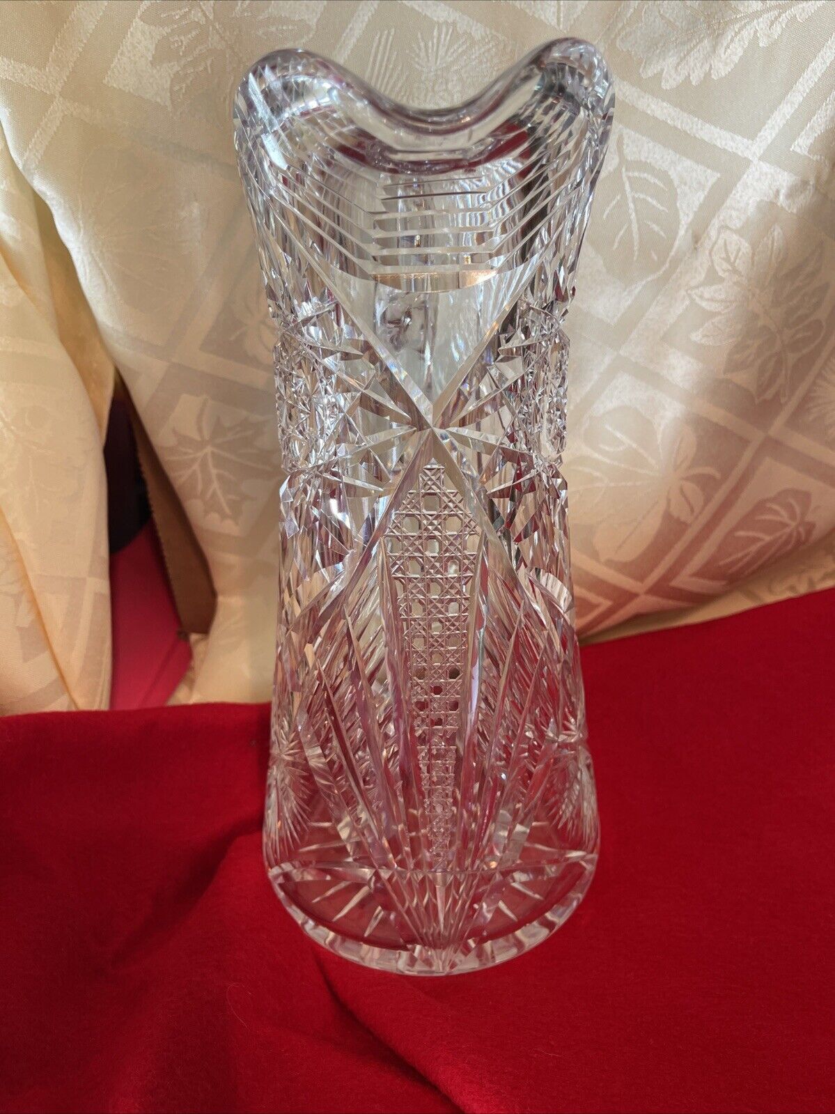 Large Antique American Brilliant Cut Glass Pitcher – 10 1/2” – 5 Pounds –
