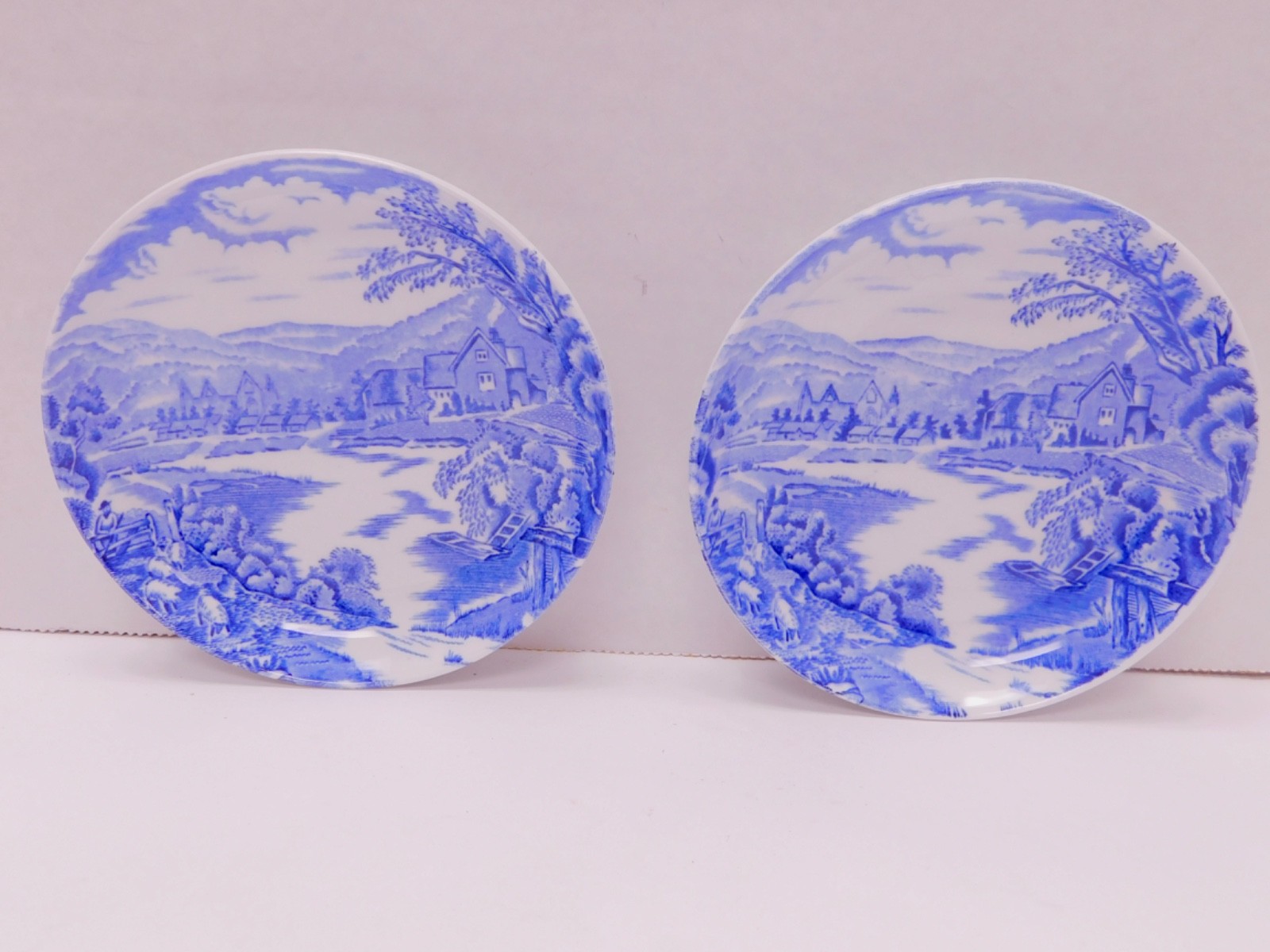 2 Antique VTG Alfred Meakin Blue Transferware Tintern Coasters Butter Pats