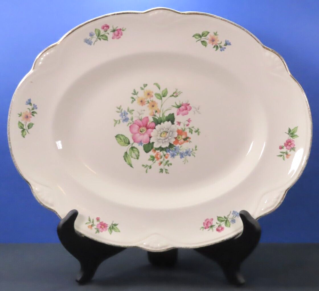 Vintage Homer Laughlin 1940s Springtime Marigold Oval Platter 13.5″ x 10.75″
