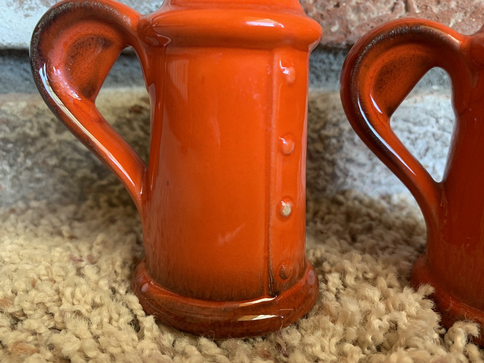 VINTAGE METLOX RED ROOSTER SALT & PEPPER SET POPPY TRAIL CALIFORNIA POTTERY USA