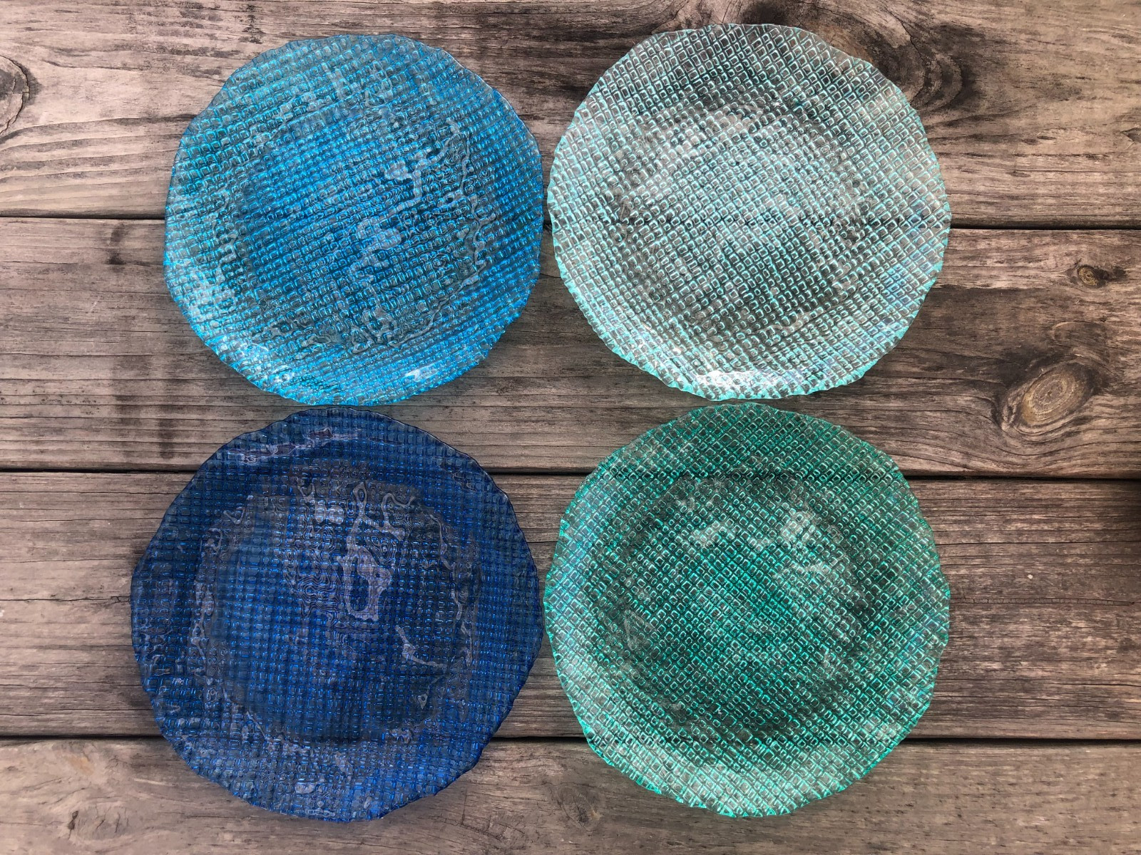 Set of 4 Lumere Glass Salad Plates – See Picture For Color Variations – About 8″