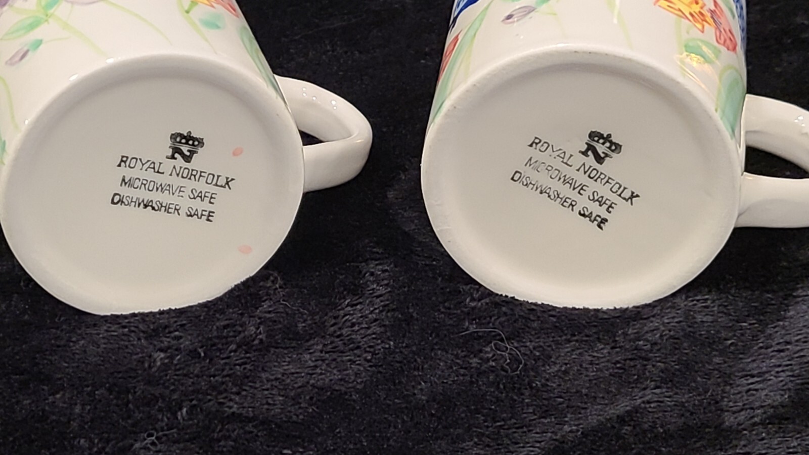 Ceramic Coffee Mug Cup Royal Norfolk Butterfly Bee and Flower Print- Pair- 2pc