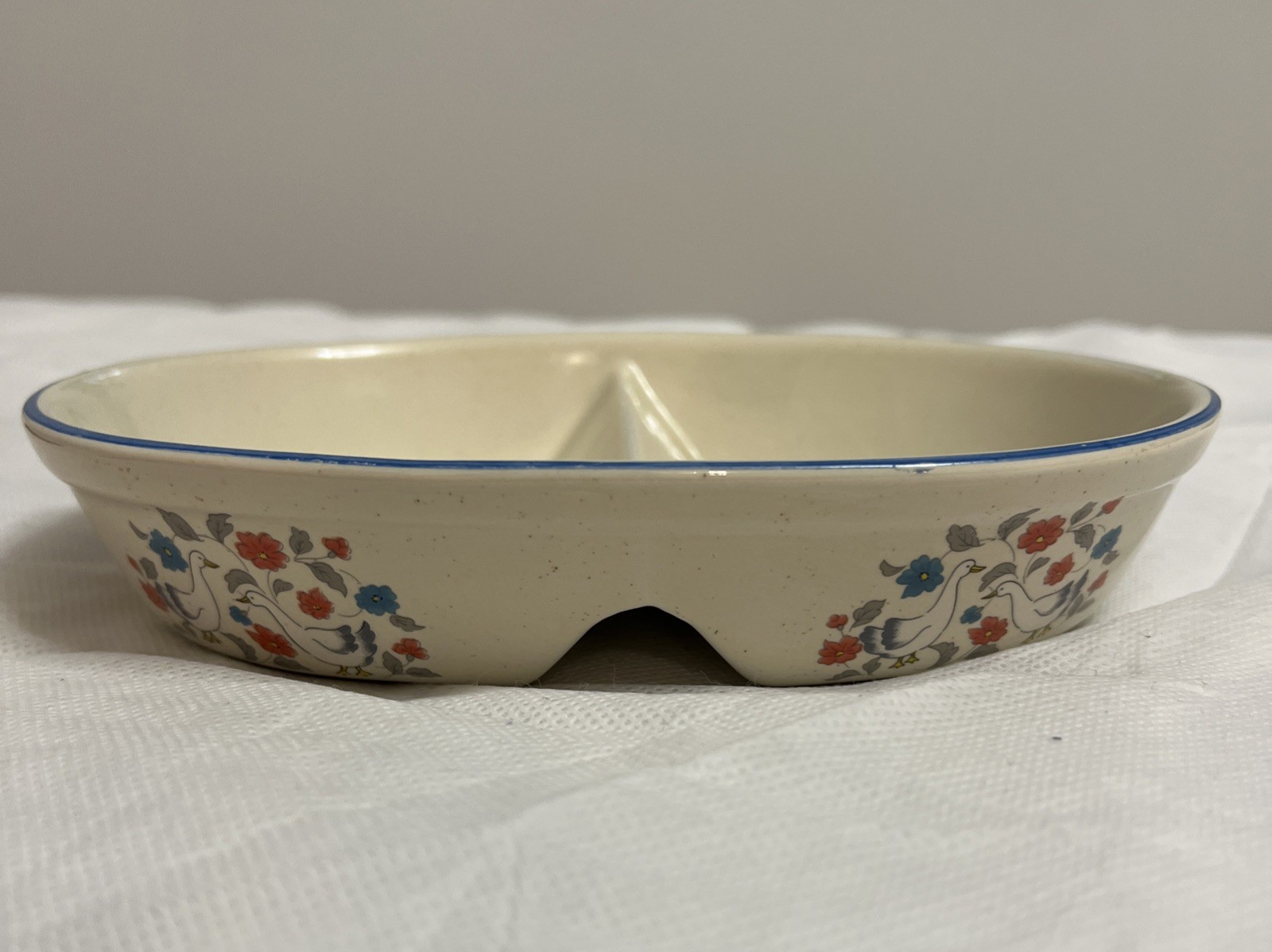 Vintage 80s 90s Divided Geese Split Baking Dish Country Collection CollectorRare