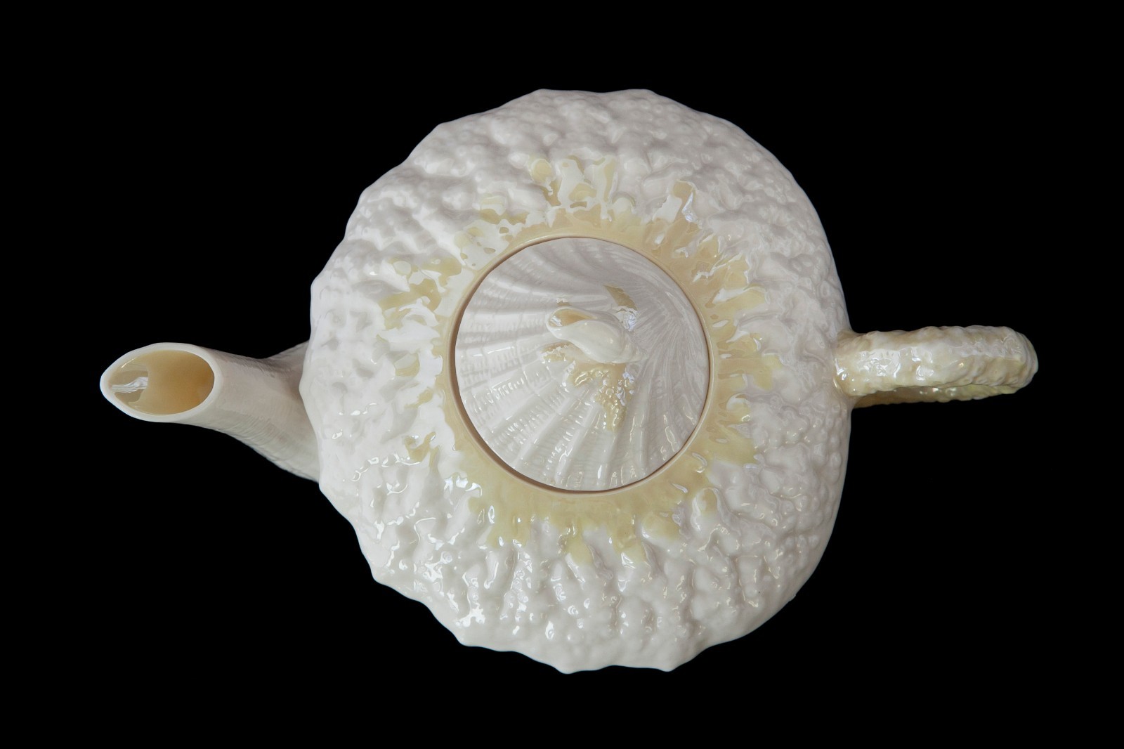 Vintage Belleek Irish Seashell Neptune Porcelain White Teapot – Green Mark