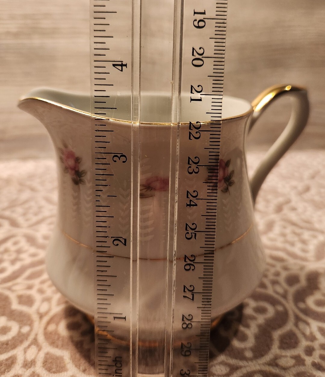 Fashion Manor Fine China PINK BLOSSOM creamer with Gold Accents
