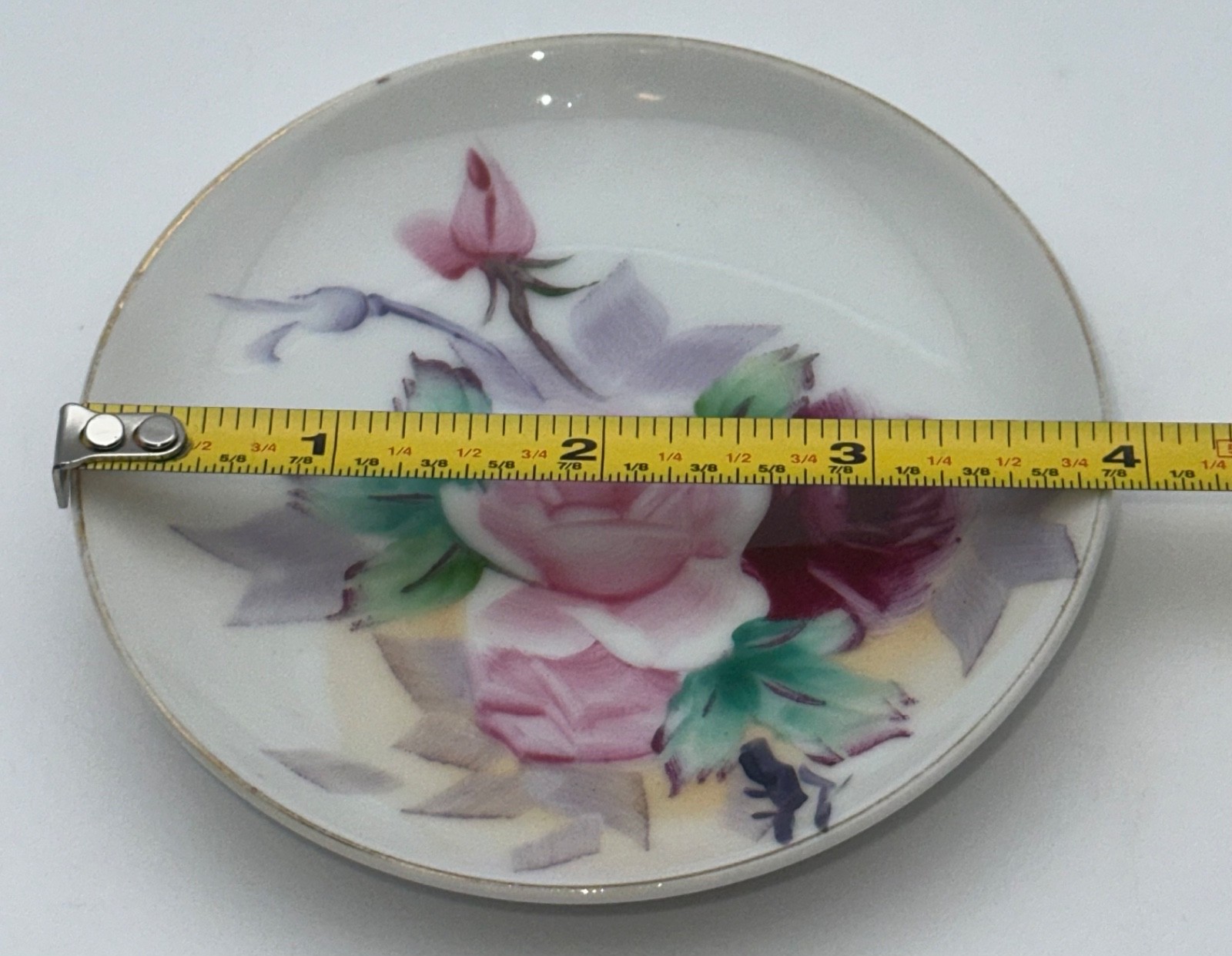 VTG SJB Hand Painted Rose Plate Made in Occupied Japan 4, Floral Gold Trim