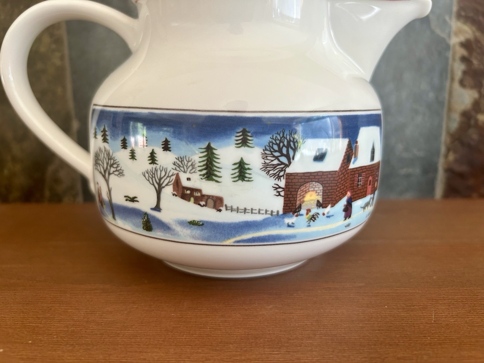Villeroy & Boch Naif Christmas Teapot Porcelain Lid 3-Cup Folk Art Gerard Laplau