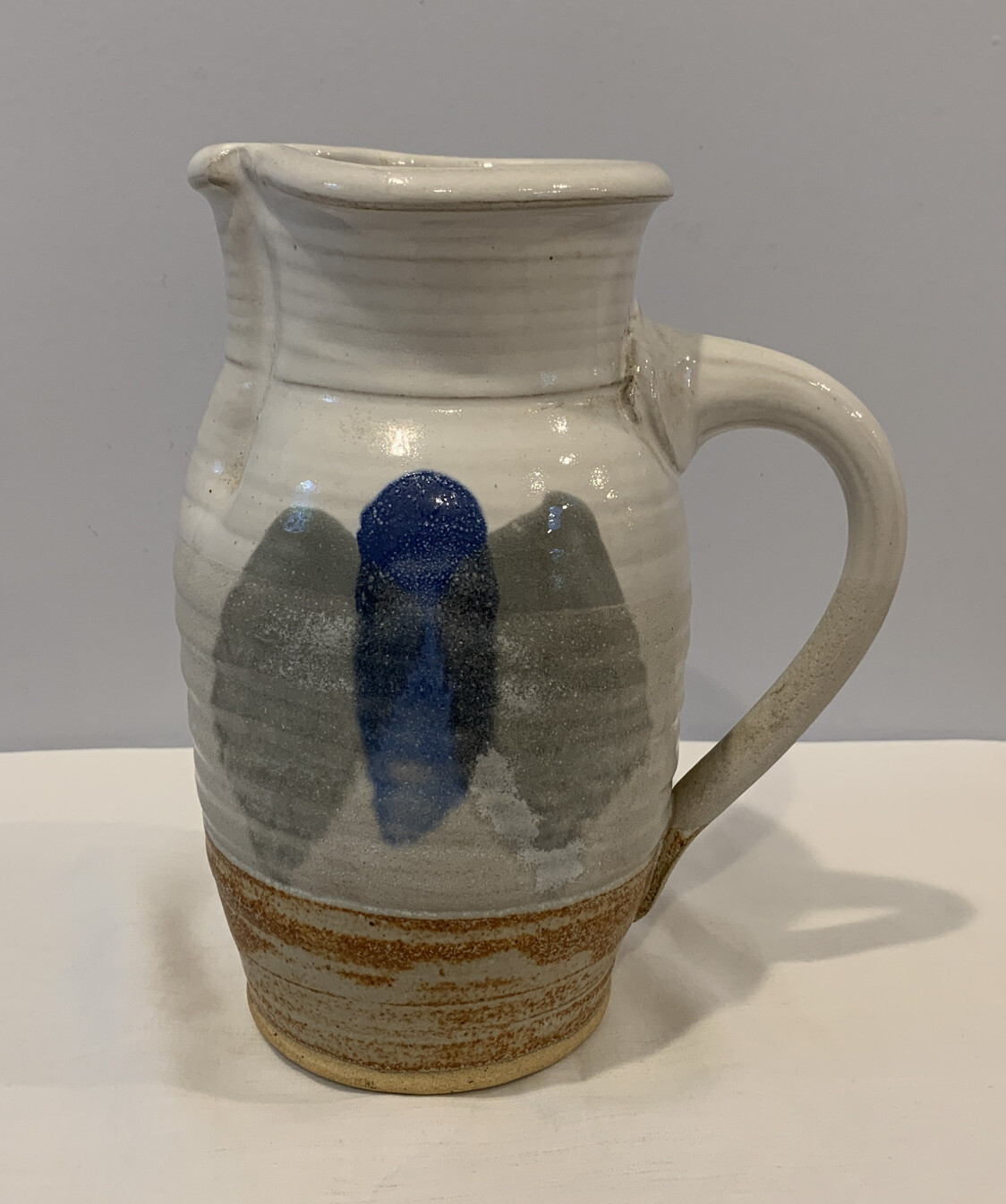 Gorgeous Art Pottery Pitcher 8-1/4″ Tall Signed NS Modern Butterfly 2+ Pounds