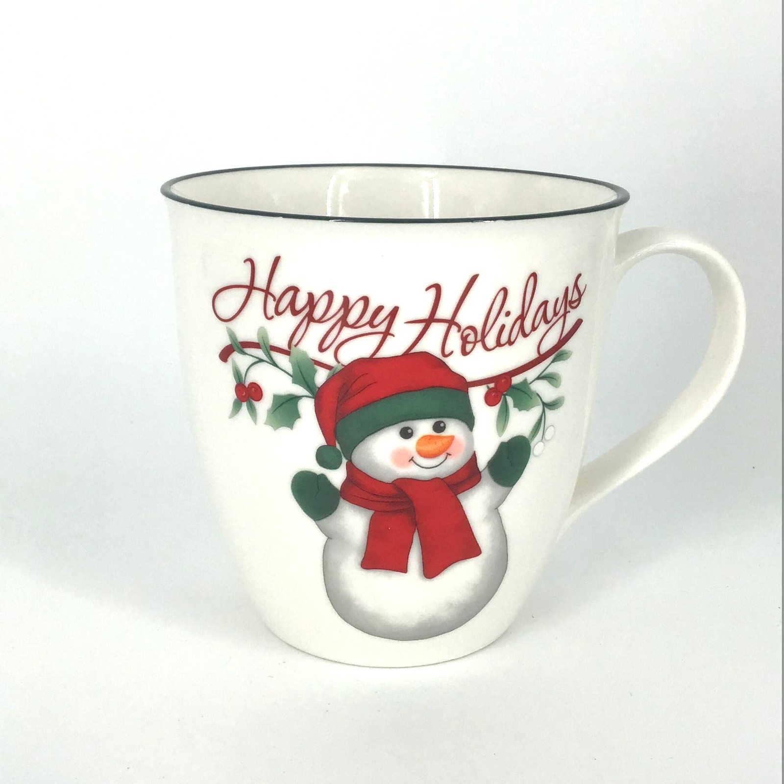 Pfaltzgraff Winterberry Mug Happy Holidays Snowman 20 oz 4.25″ D 4.5″ H