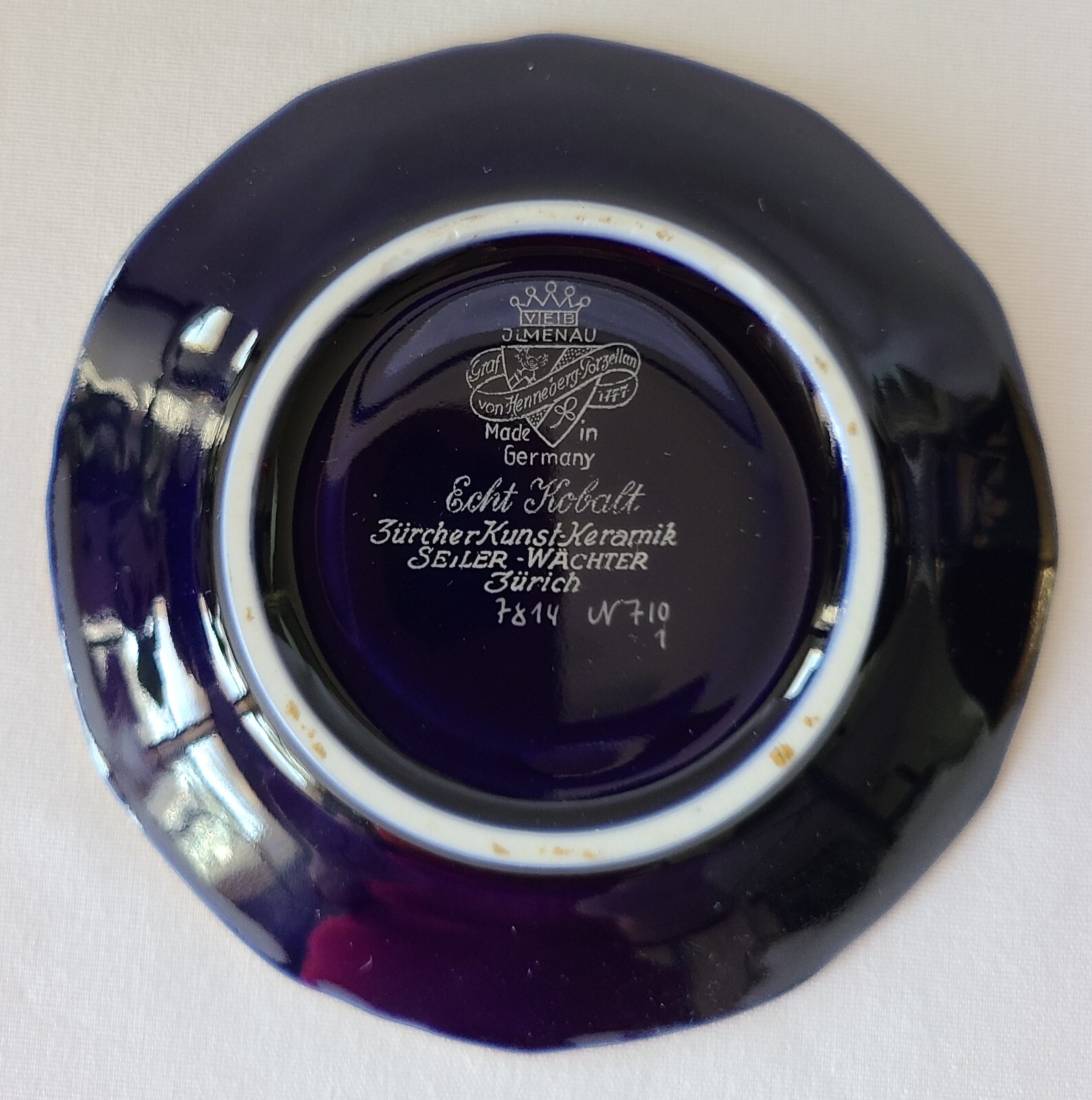 Vintage JLMENAU Graf Von Henneberg Echt Kobalt Demitasse Espresso Cup & Saucer